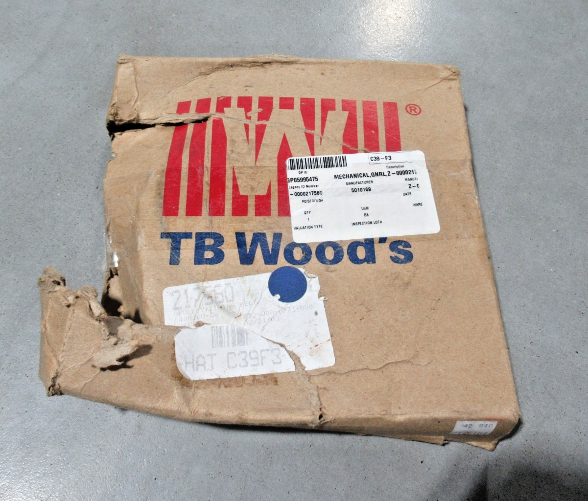 TB Wood’S 40H100 SK Bushing Bore Timing Pulley 40 Tooth, 6.3145″ OD, 1″ W *NEW*