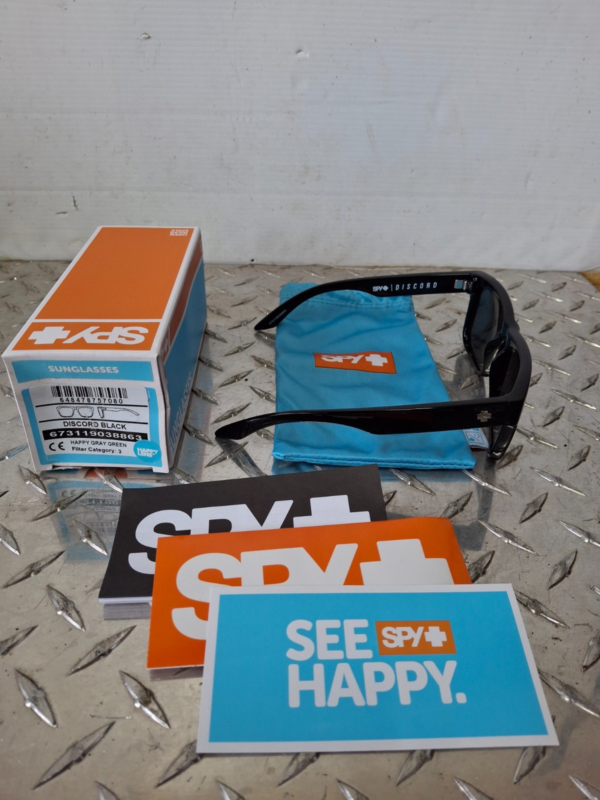 Spy Optic Sunglasses Discord Black 673119038863 Happy Gray Green Lens