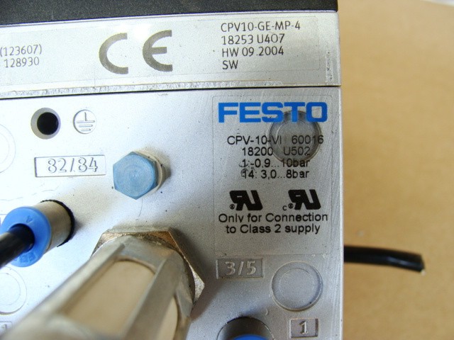 FESTO SOLENOID VALVE ASSY 161414 CPV-10-VI 18200 MANIFOLD CPV10-GE-MP-4 BLOCK