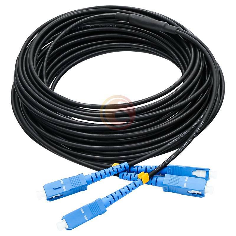 200M Black Armored Fiber Cable SC-SC UPC SM 9/125 Duplex Fiber Optic Patch Cord