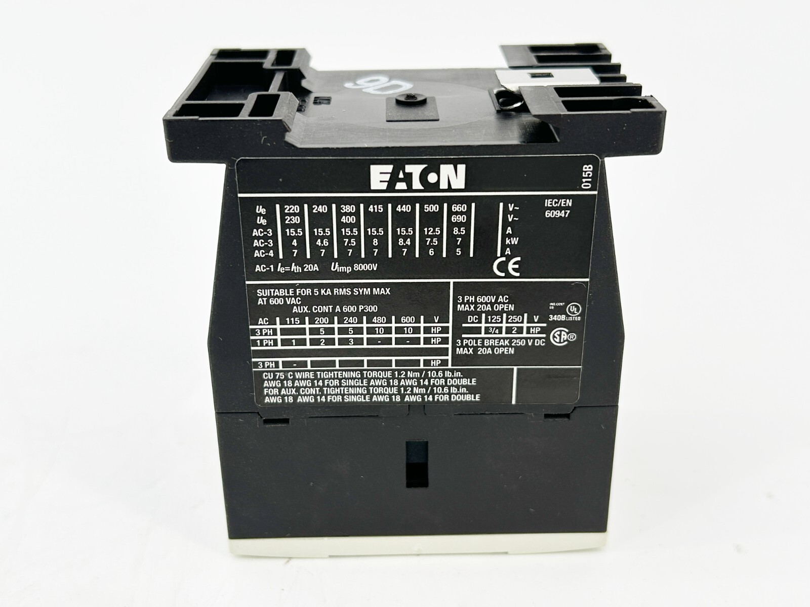 New Eaton XTCE015B10TD Contactor 3P 24VDC Coil 15A 10HP 2.2KW Frame B
