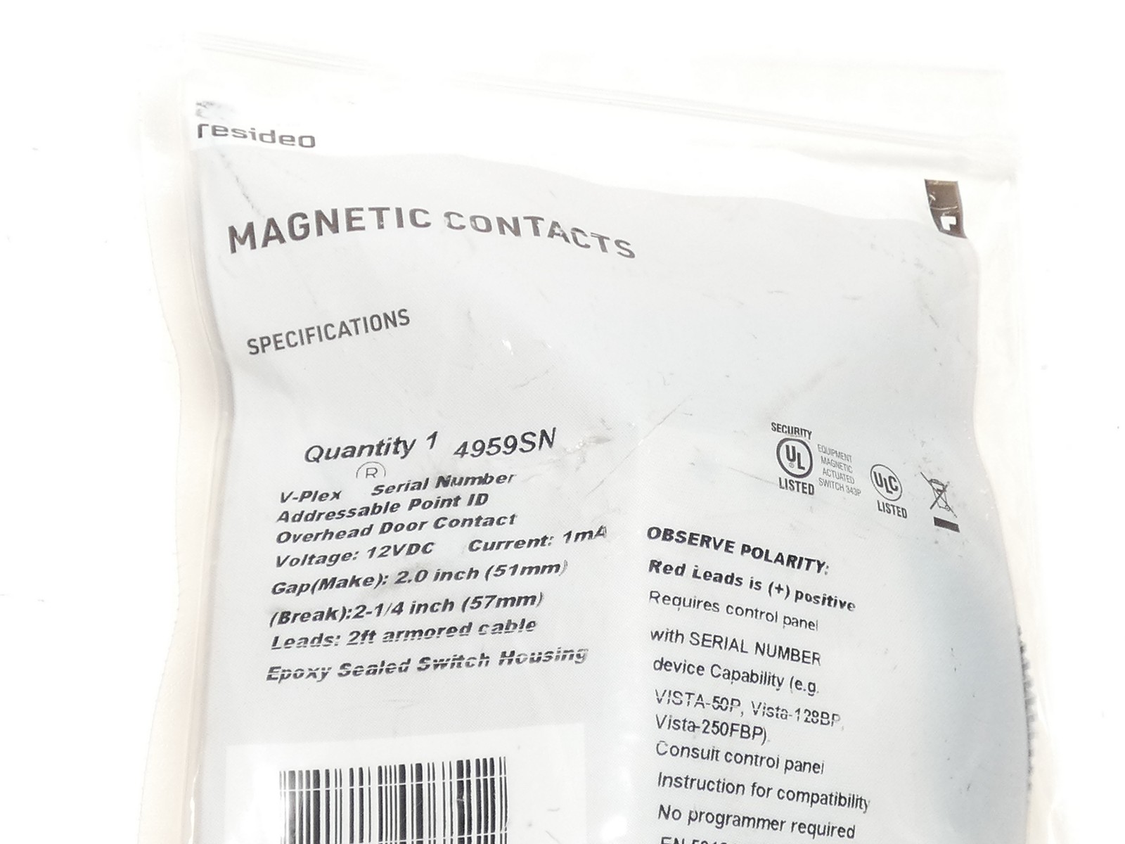 Resideo 4959SN V-Plex Addressable Overhead Door Contact – NEW Surplus!