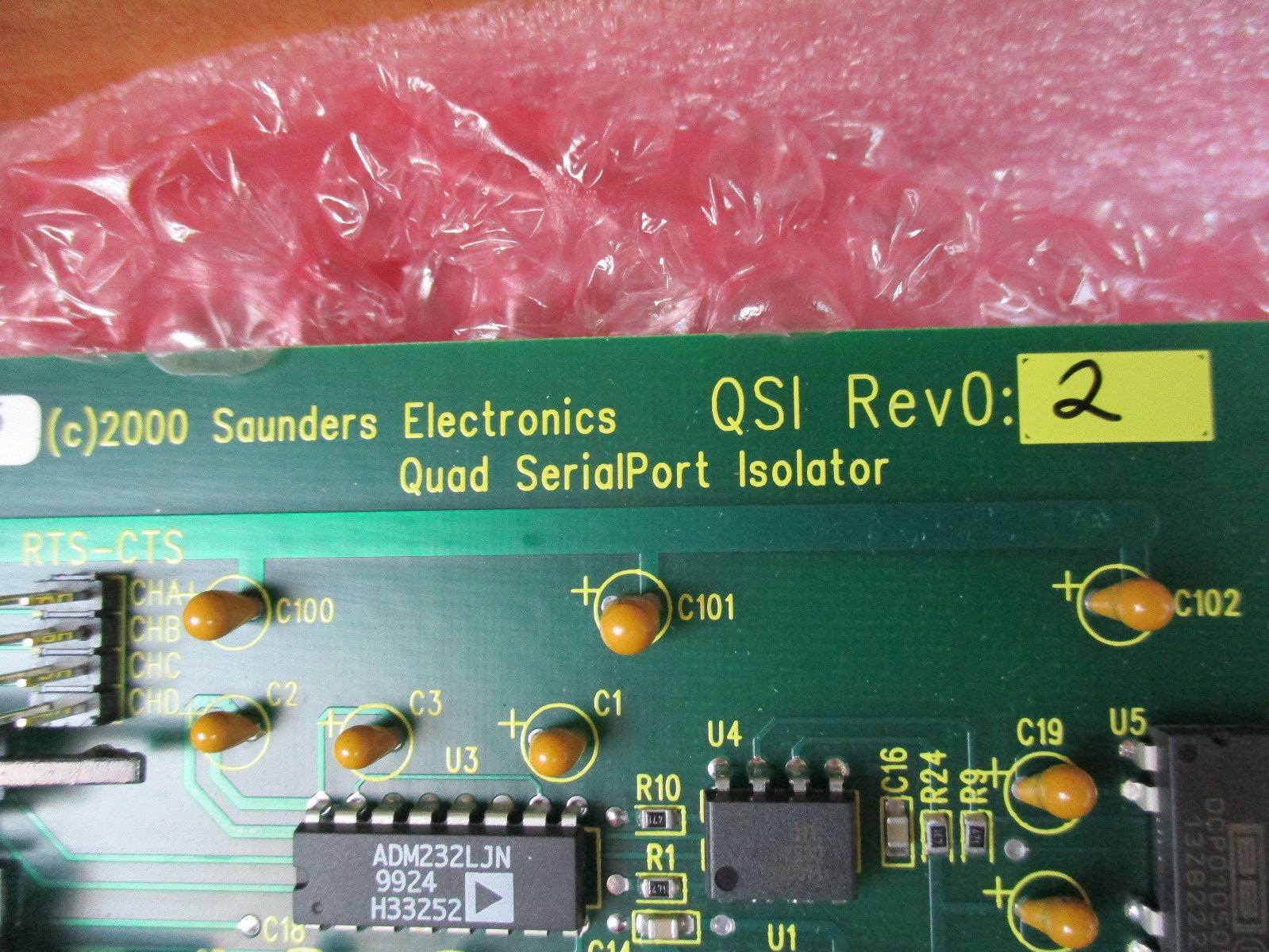 SAUNDERS ELECTRONICS QUAD SERIALPORT ISOLATOR QSI REV 2 RS422/485 BOARD NOS