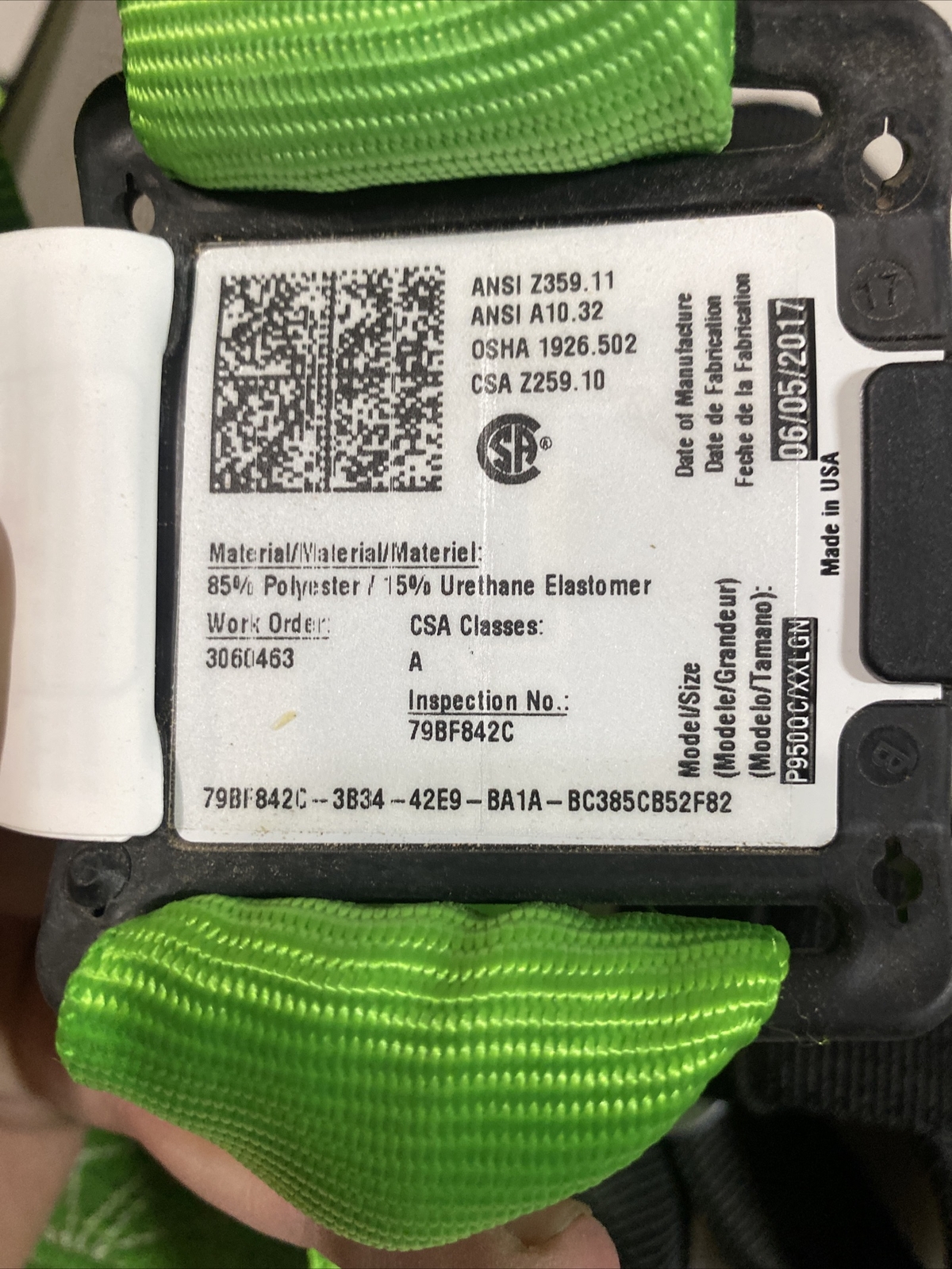 Honeywell Miller P950qc/Xxlgn Full Body Harness, Vest Style, 2Xl, Polyester,