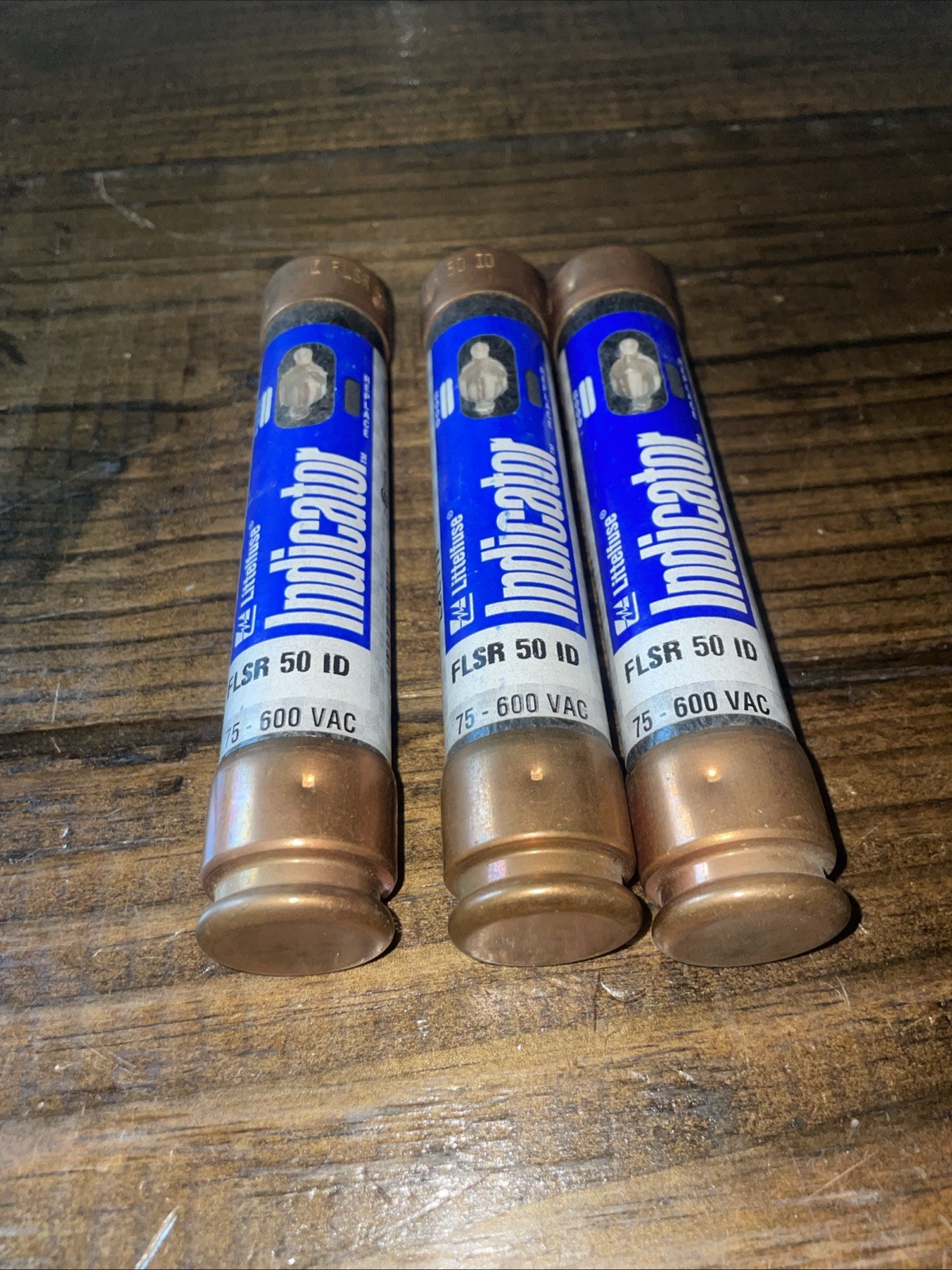 LOT OF 3 LITTELFUSE FLSR 50 ID INDICATOR FUSE 50A 600VAC