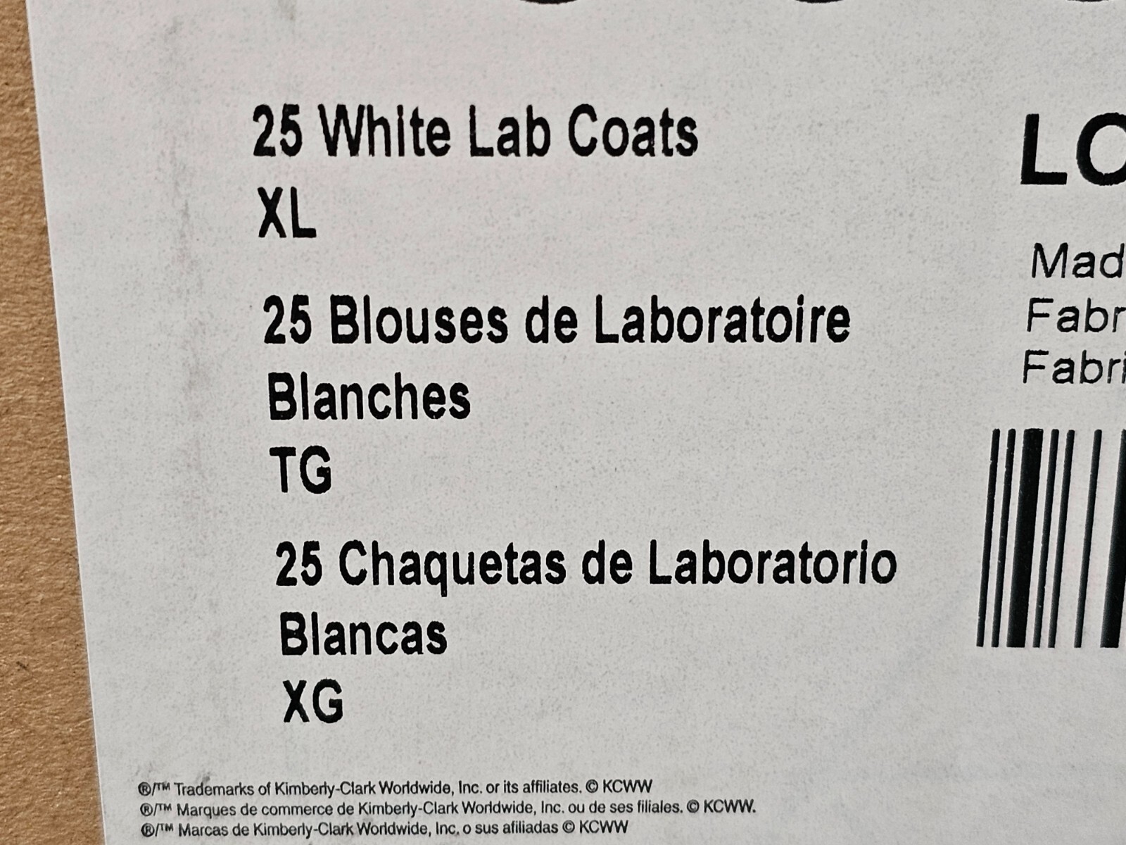 (QTY 25) Kleenguard 10039 A20 White Lab Coat Snap Front, XL Size Disposable