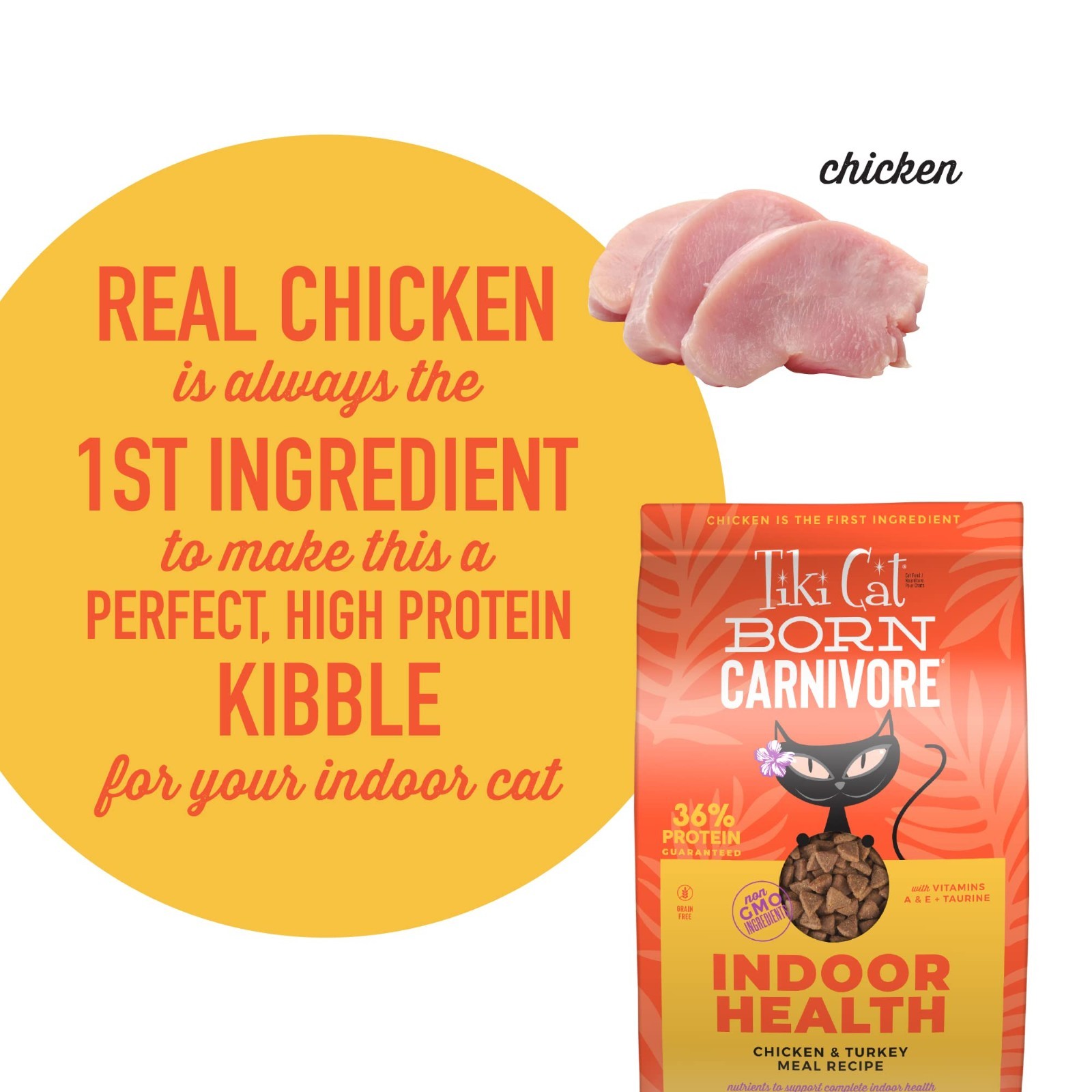 Tiki Cat Born Carnivore Indoor Health, Chicken & Turkey Meal, 12 lbs Bag