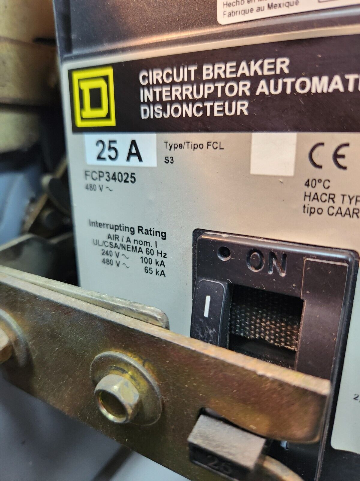 😎 SQUARE D 25 AMP BREAKER 12″ MCC FEEDER BUCKET MODEL 6 480Y/277 VAC 3 PHASE