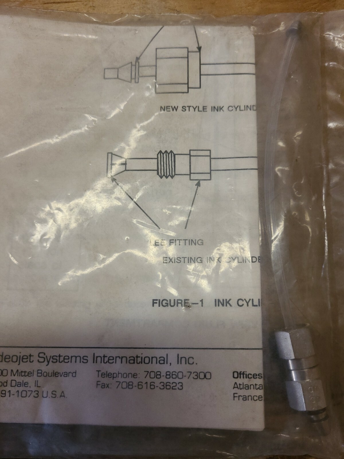 NEW VideoJET SP 356093 Excel Series Ink Cylinder Output Tube Assembly..NOS..