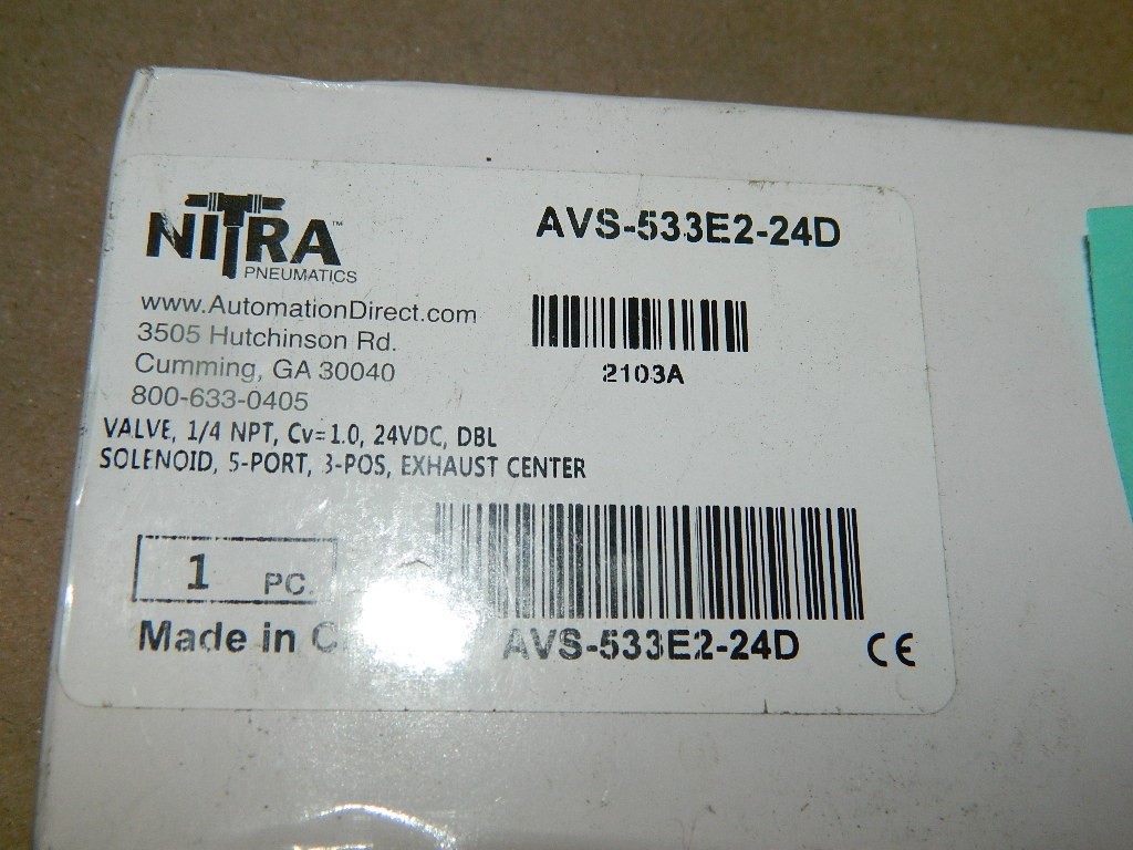 Nitra AVS-533E2-24D Pneumatic Solenoid Valve 5 Port 1/4″ NPI NEW LOT # 17