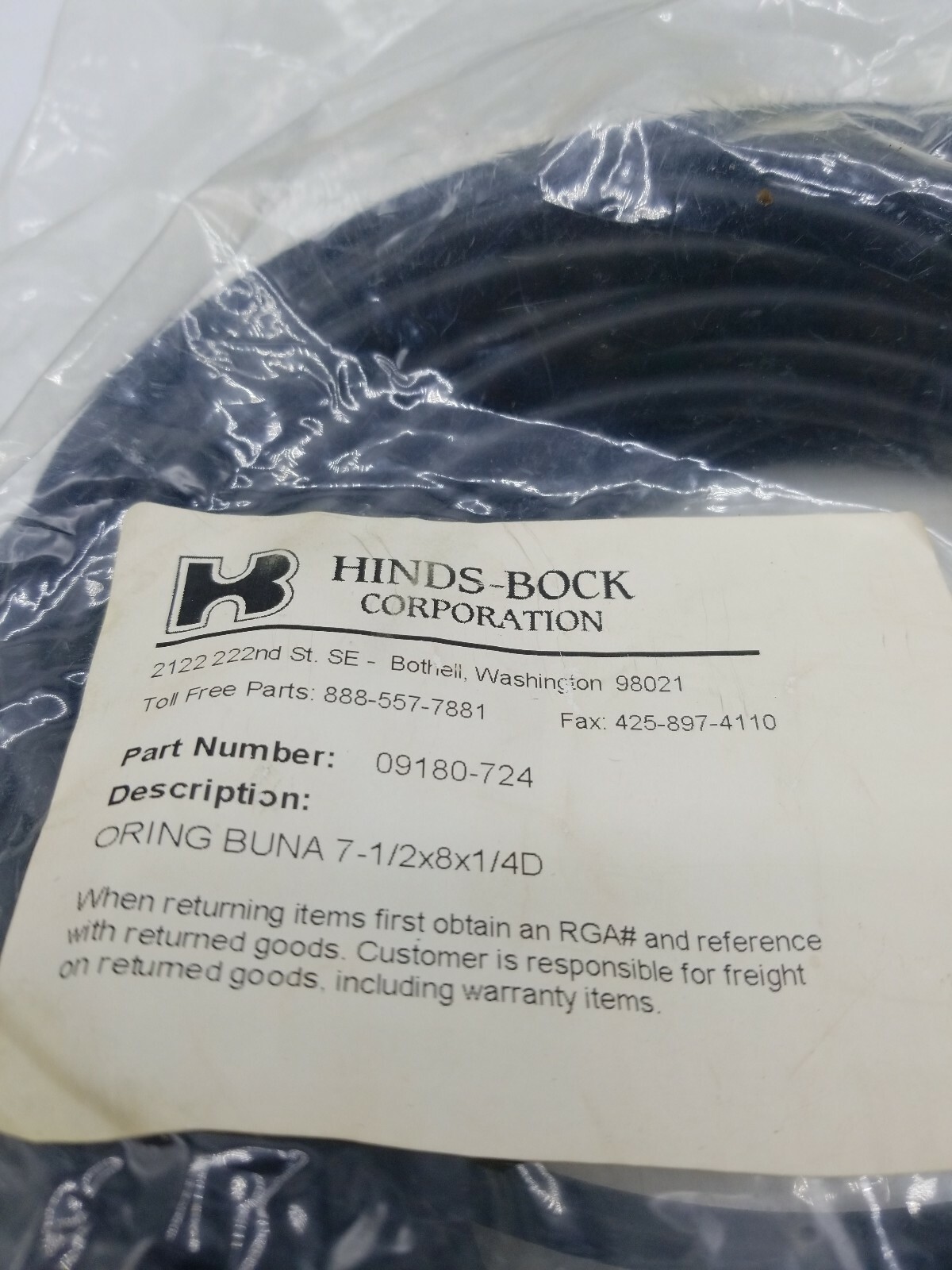 Hinds Bock Oring Buna 7-1/2x8x1/4d