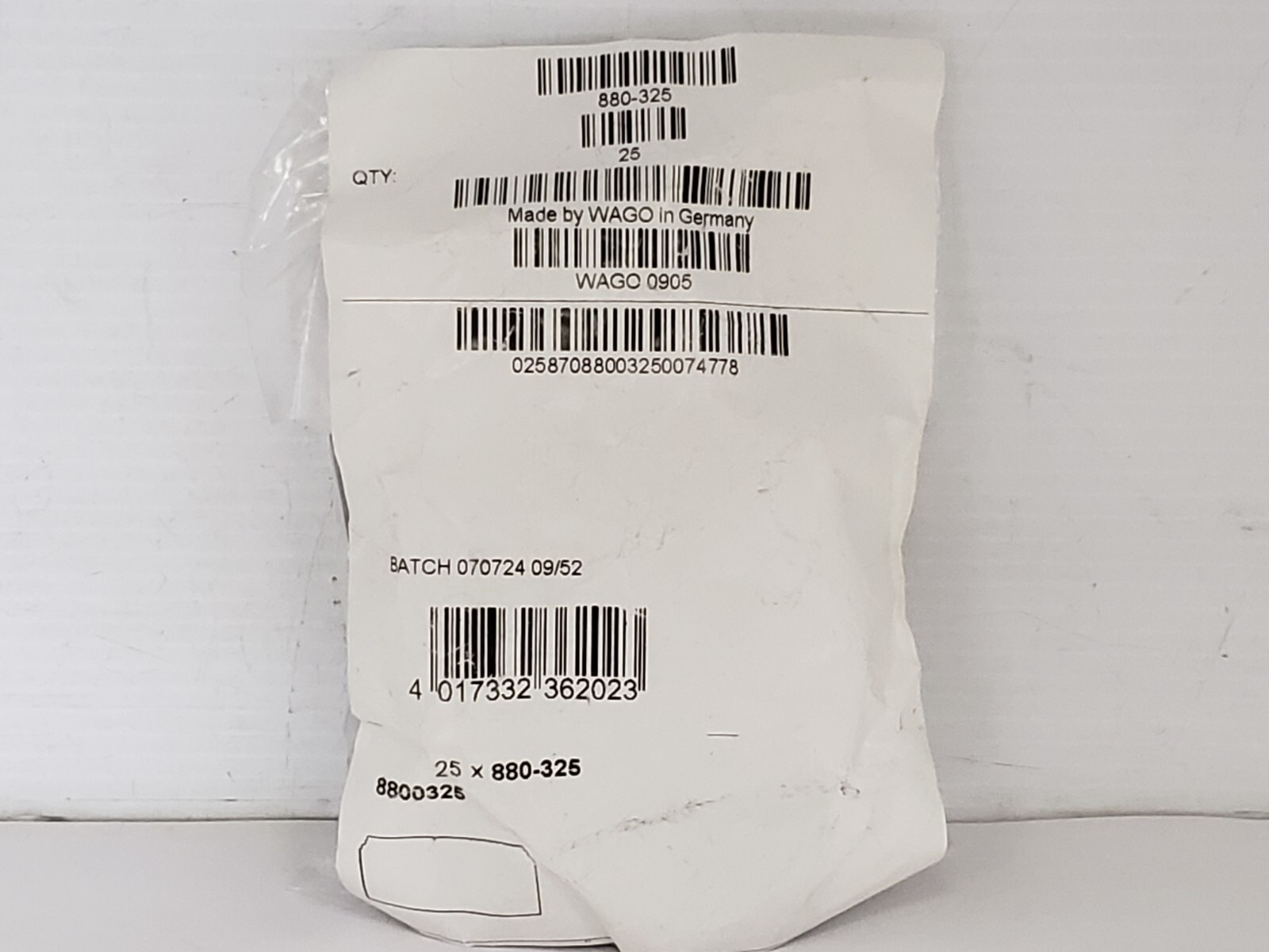 WAGO 880-325 END PLATE GRAY (25 PCS IN BAG) NIB