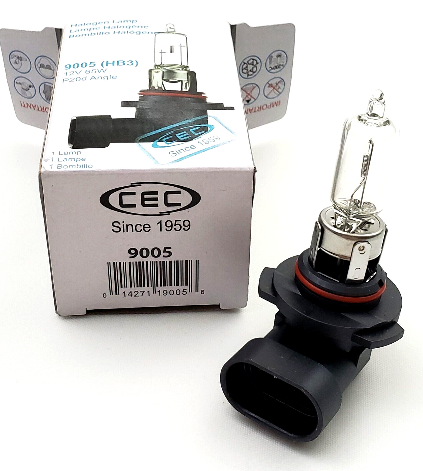 CEC 9005 HB3 12 Volt 65 Watt P20d Angle Base Halogen Automotive Lamp