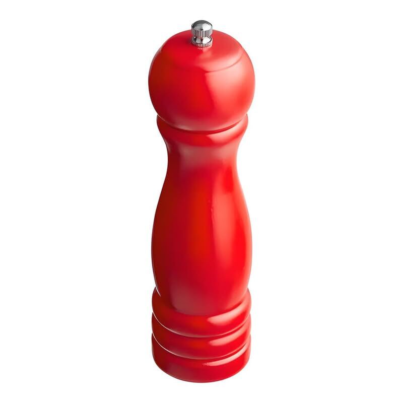 OCS Parts 8″ Matte Red Wooden Pepper Mill with Adjustable Grinder