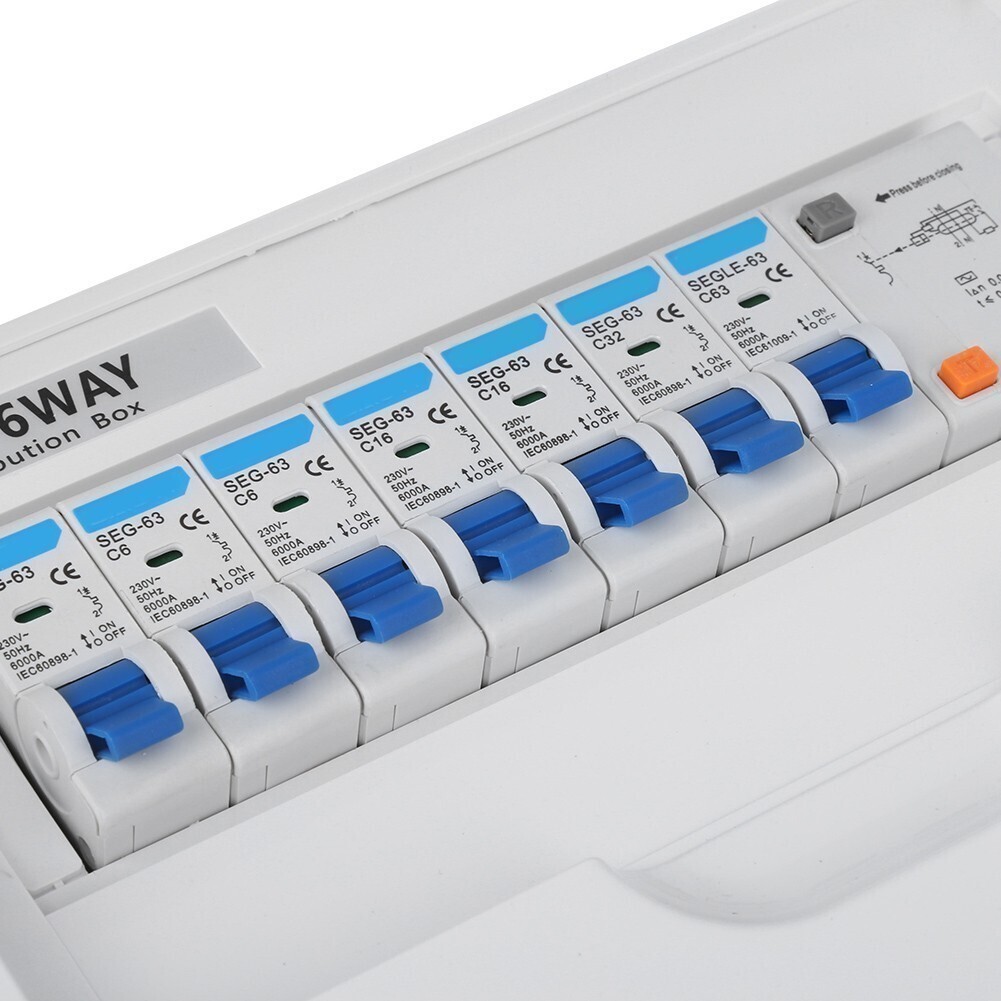 Circuit Breaker Small 6Way Leakage Protection 63A 30mA RCD+4MCB