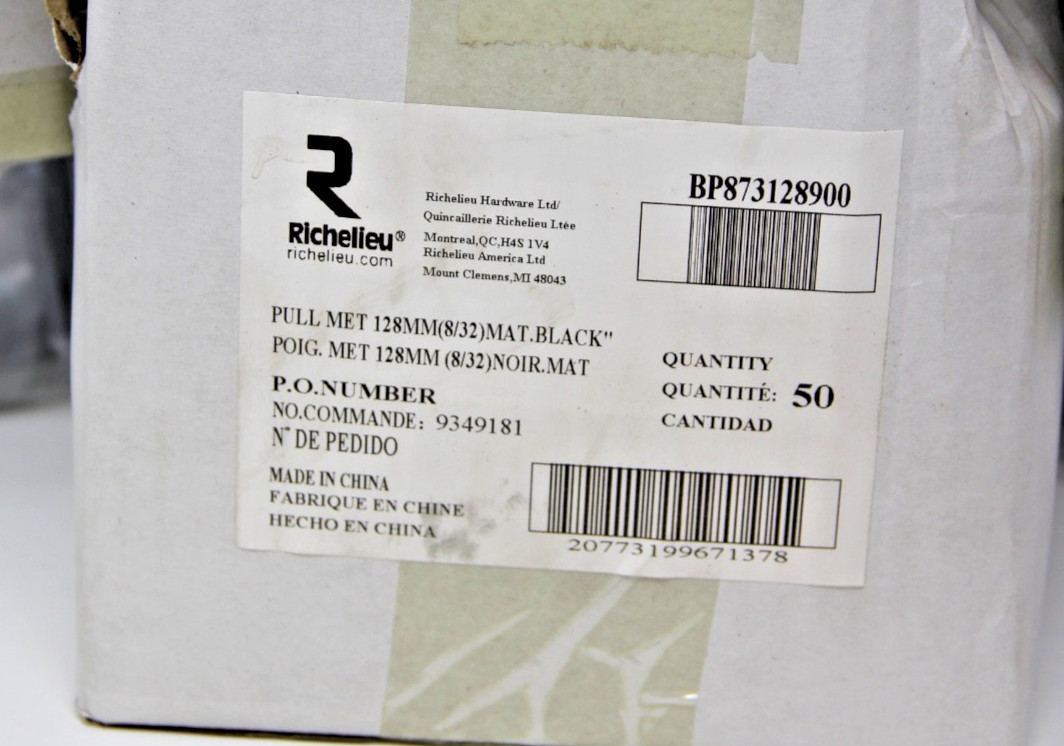 Lot of 25 Richelieu Contemporary Metal Pull 128mm Matte Black BP873128900 NEW