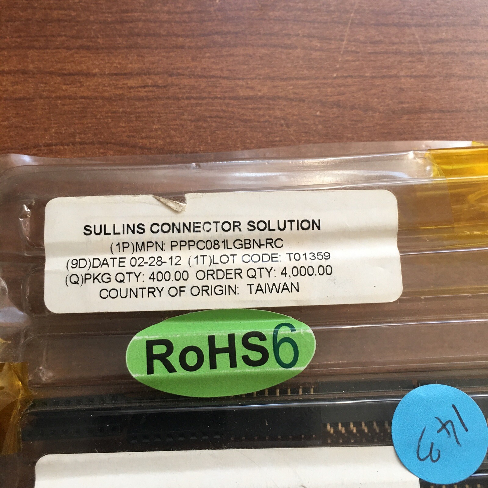 Lot Of 140 Sullins PPPC081LGBN-RC 8 Position Header Connector 0.100” Thru Hole