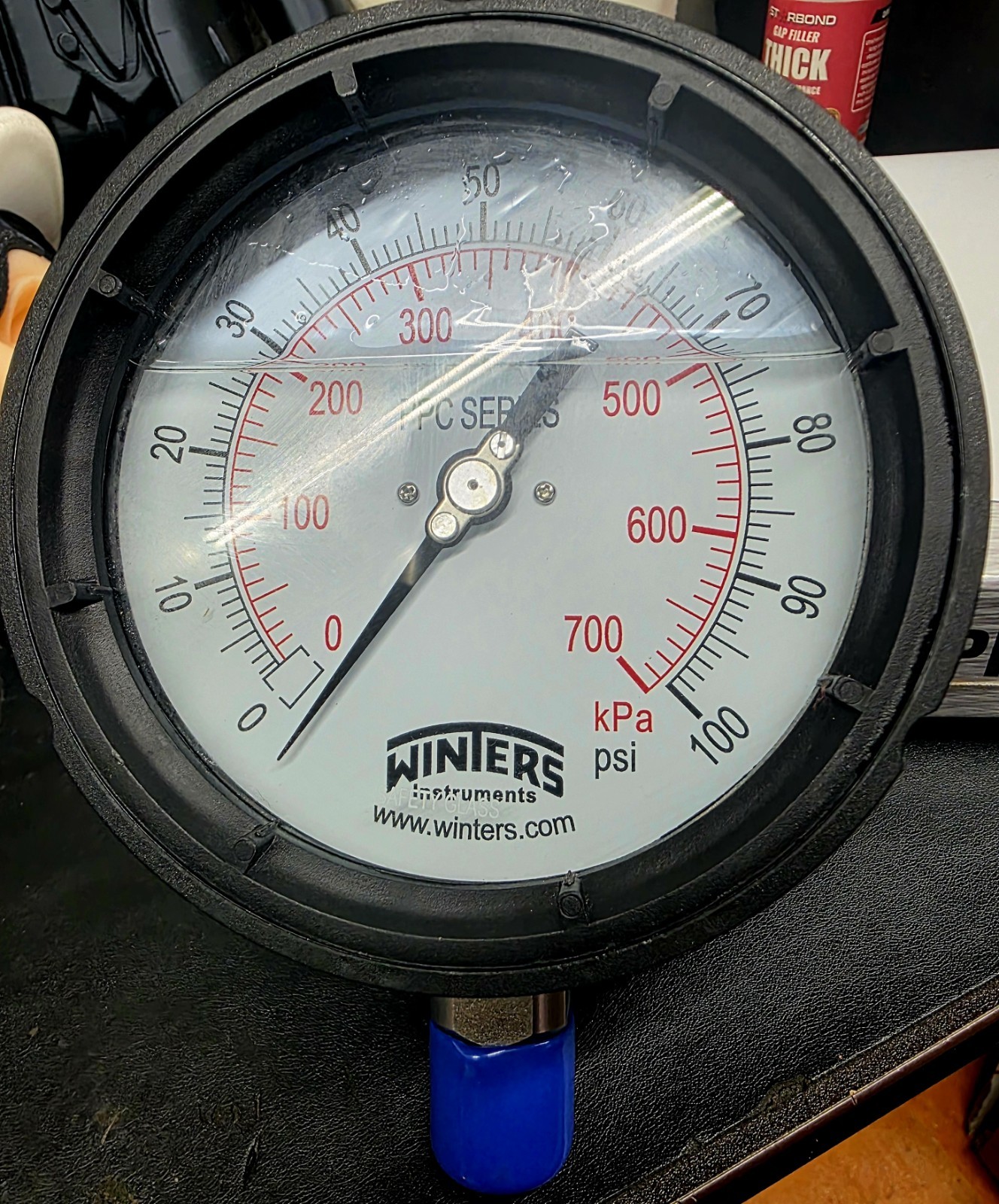 Winters Ppc5064-Sg45 Process Pressure Gauge, 0 To 100 Psi, 4 1/2 In Dial, 1/2