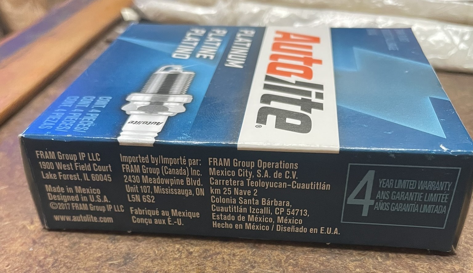 Pack of 4 – Autolite Platinum Spark Plugs – P/N:  AP5263 (NOS)