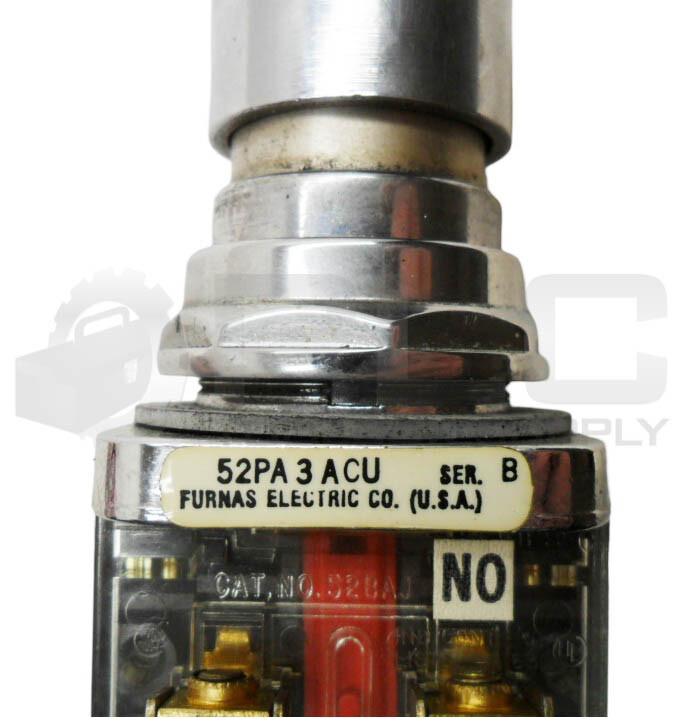 FURNAS ELECTRIC 52PA 3ACU /B PUSH BUTTON W/52BAL CONTACT BLOCK W/ 52BAU