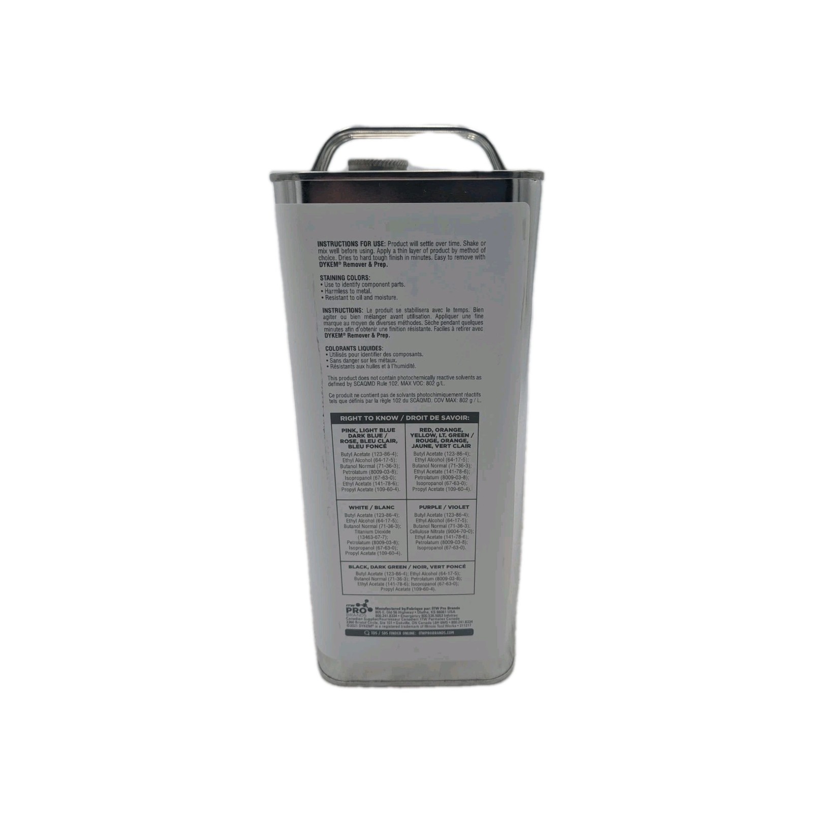 Dykem 81727 White Layout Fluid, Opaque Staining Color, 1 Gal