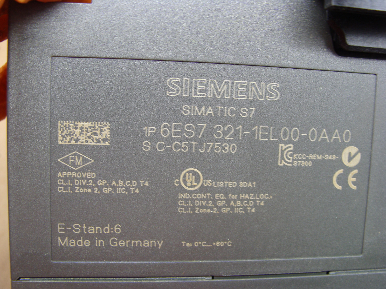 SIEMENS 6ES7 321-1EL00-0AA0 SIMATIC S7 DIGITAL INPUT MODULE