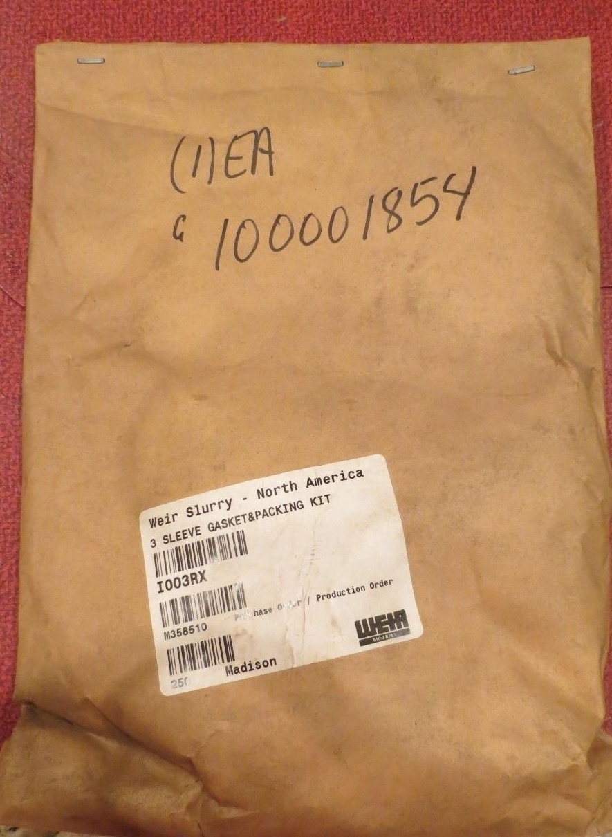 Weir Minerals I003RX 3″ Sleeve Gasket Packing Repair Kit, New