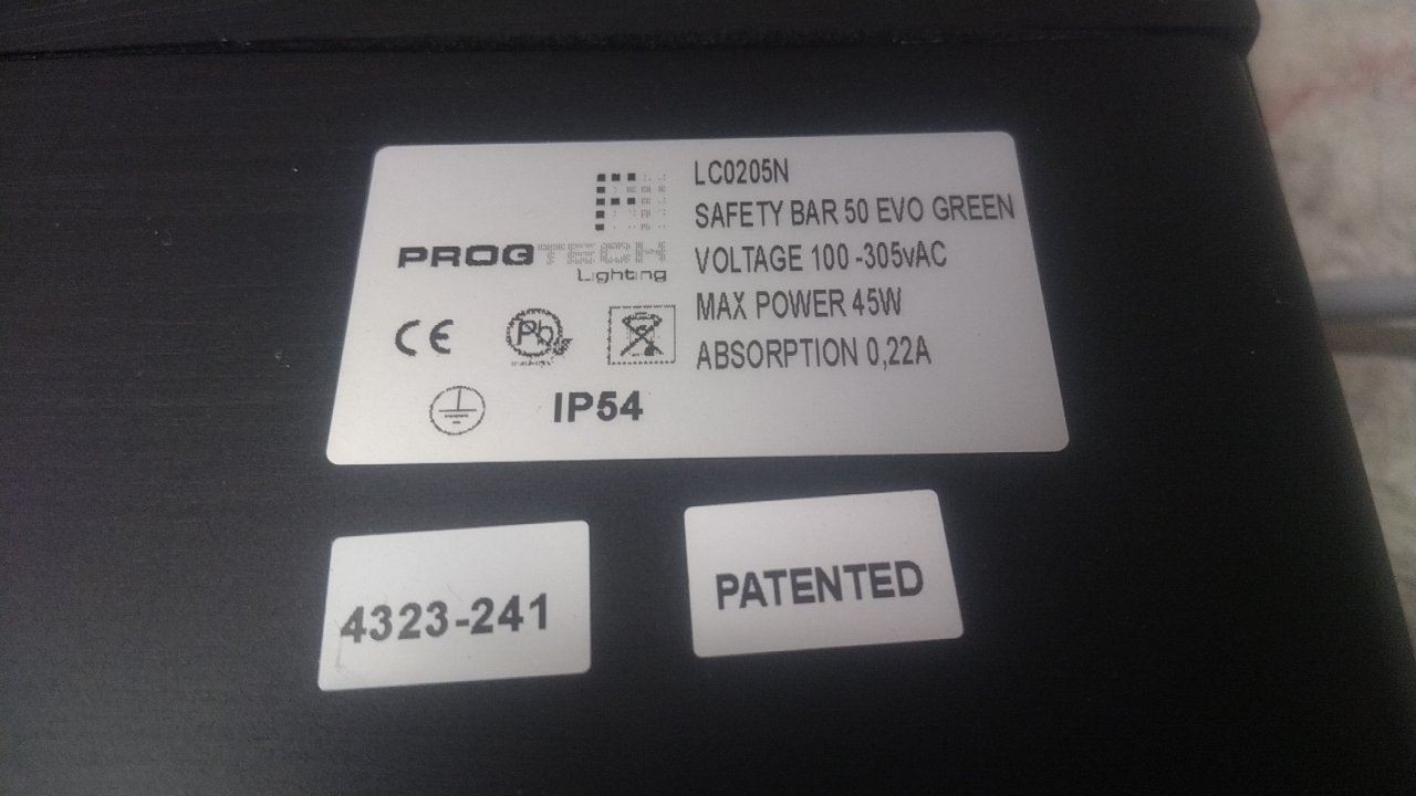 Progtech LC0205N 100 to 305VAC Green Safety Bar 50 EVO