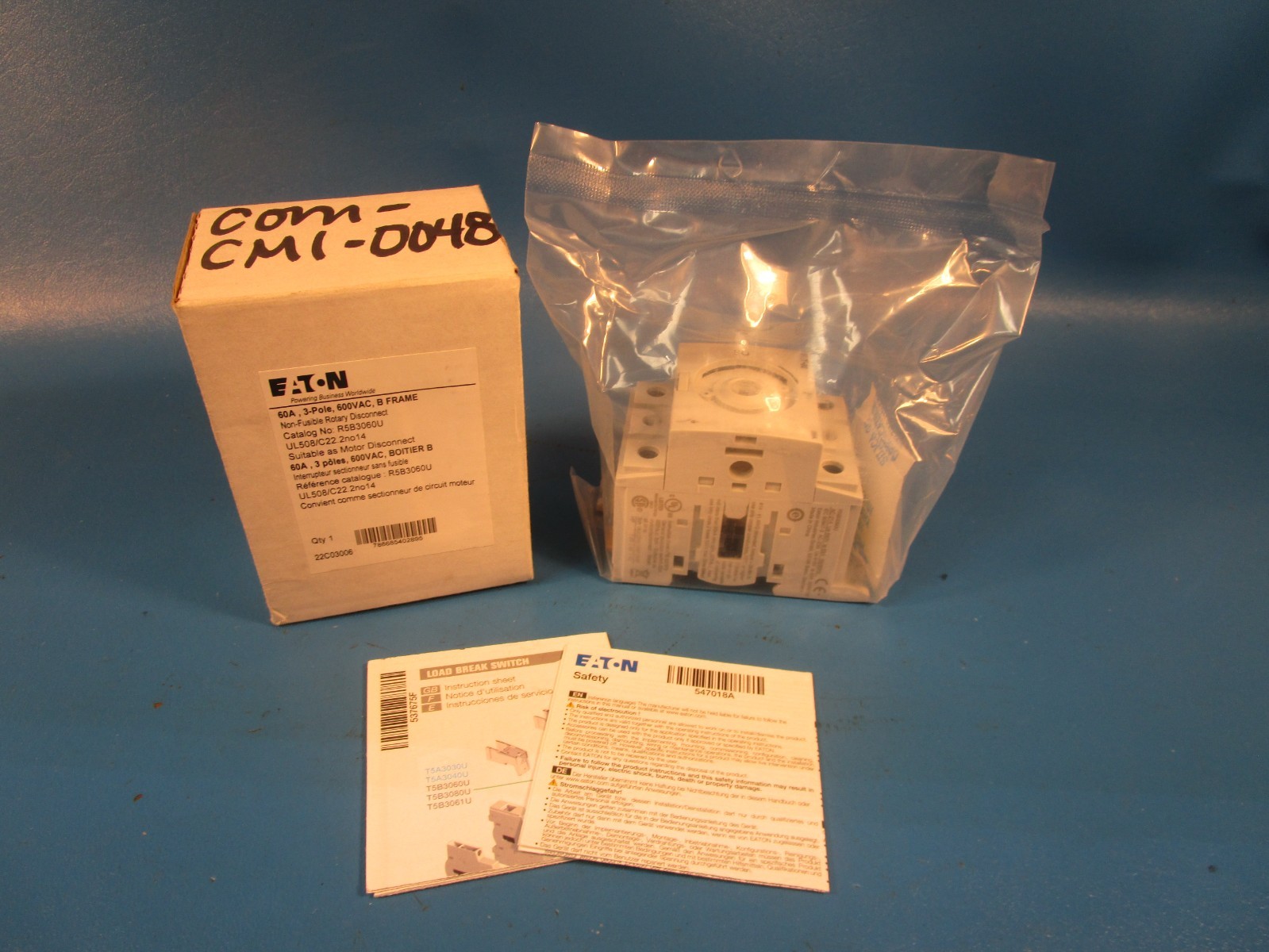 EATON R5B3060U, DISCONNECT SWITCH, ROTARY, B-FRAME, 60 AMP, 3P, 600VAC