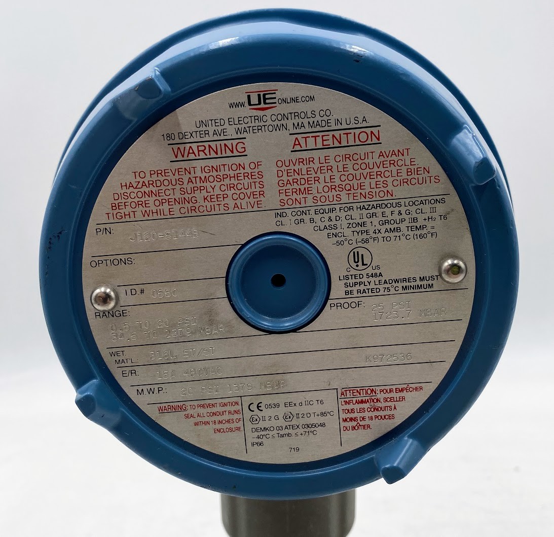 United Electric J120-S144B Explosion Proof Pressure Switch w/ Diaphragm