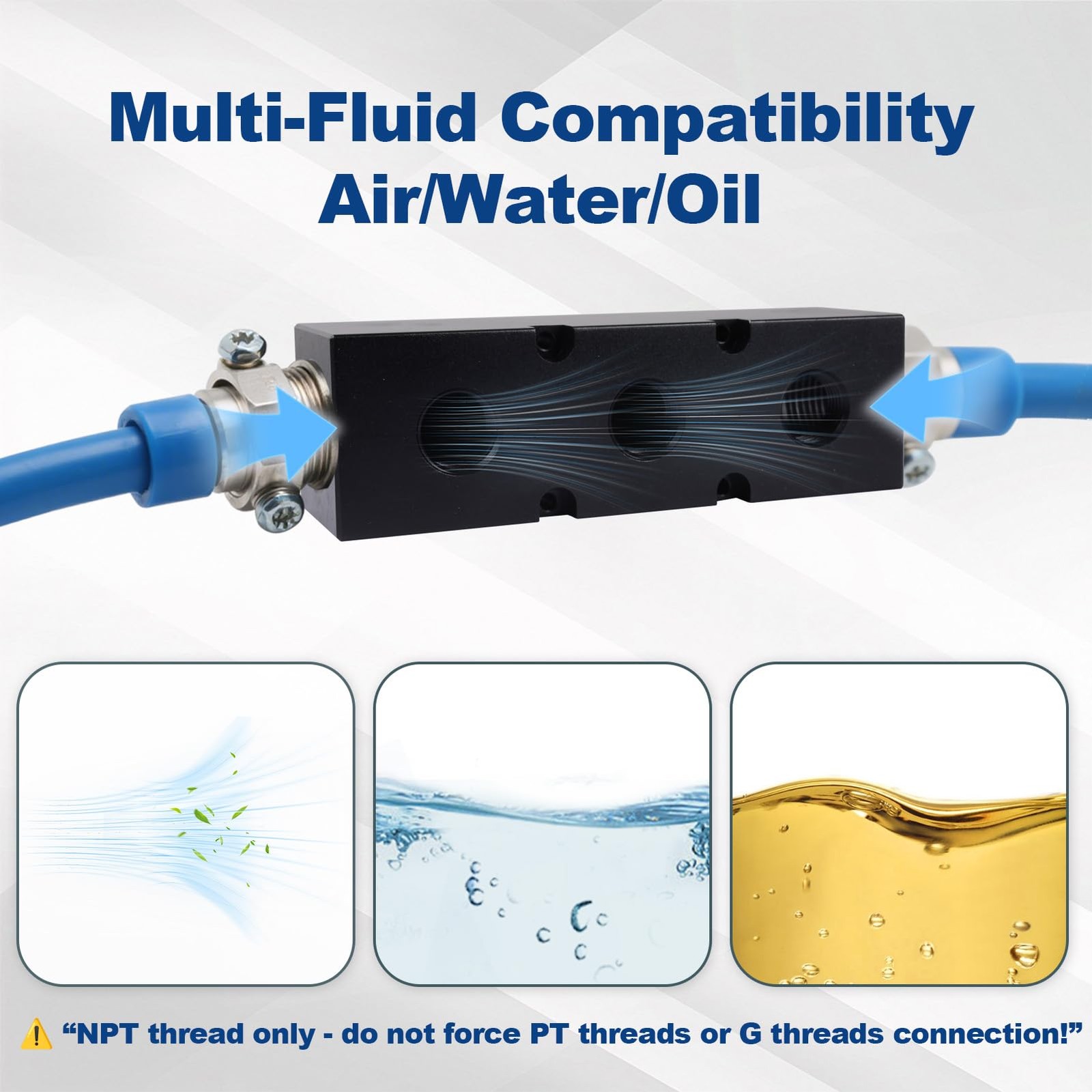High Flow Inline Air Compressor Hose Manifold Supply Port Fits 1×1/2 Inch