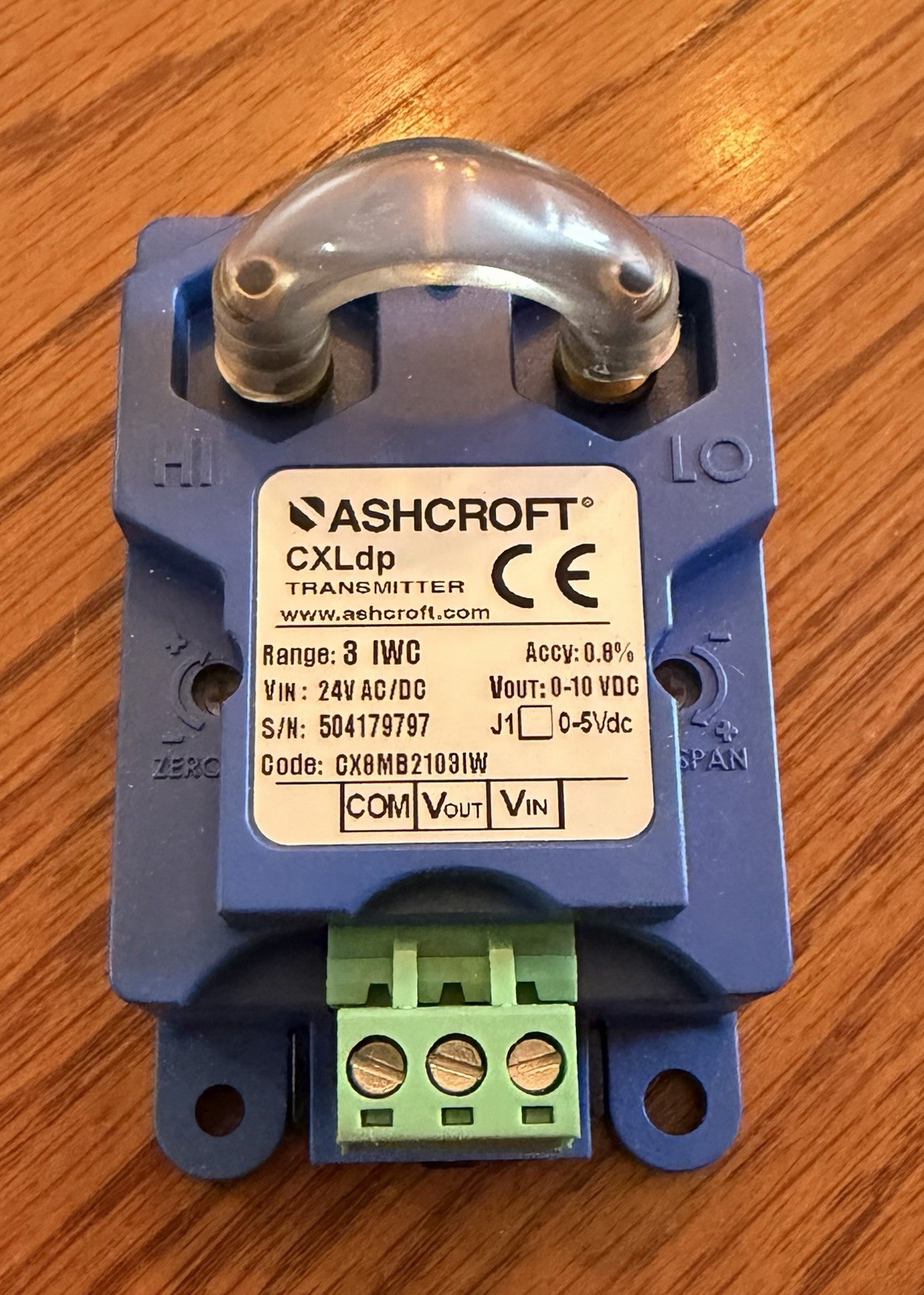 ASHCROFT CXLDP CX8MB2103IW 3″Wc DIFFERENTIAL PRESSURE TRANSMITTER