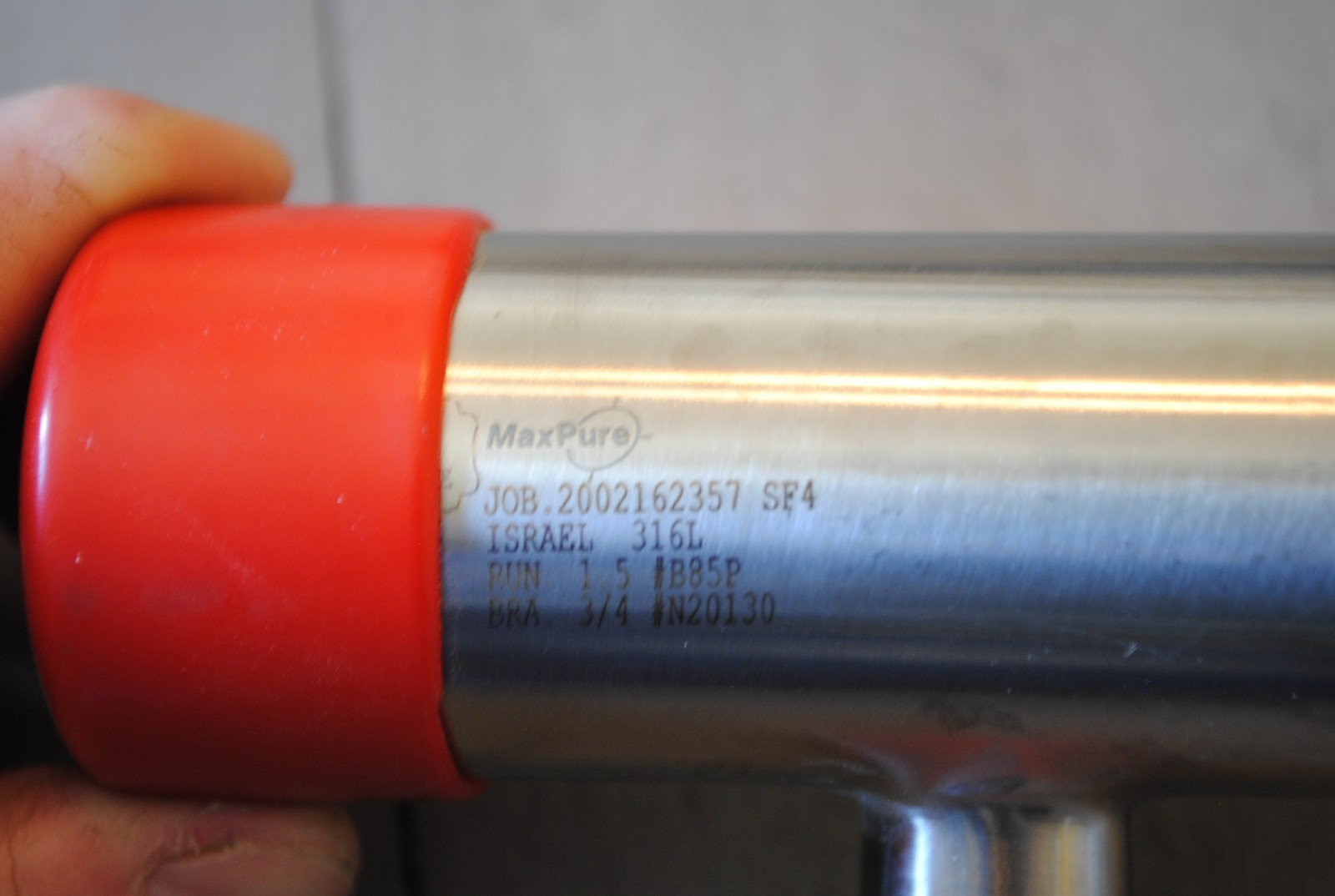 ASME MAXPURE JOB 2002162357 SF4 Israel 316L RUN 1.5 #B85P BRA 3/4 #N20130 NOS FS