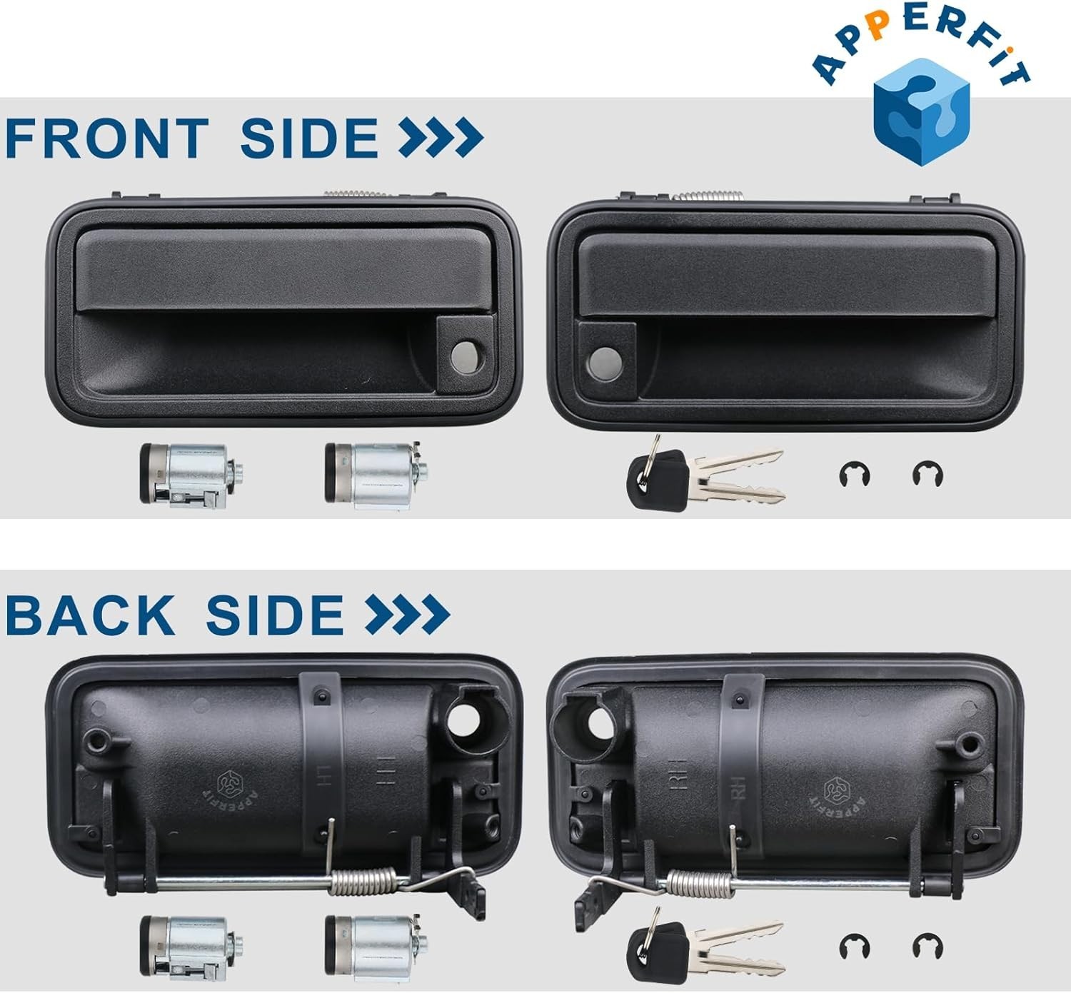 All Metal Exterior Door Handles W/Lock Cylinders & Keys Compatible with Chevy Ta