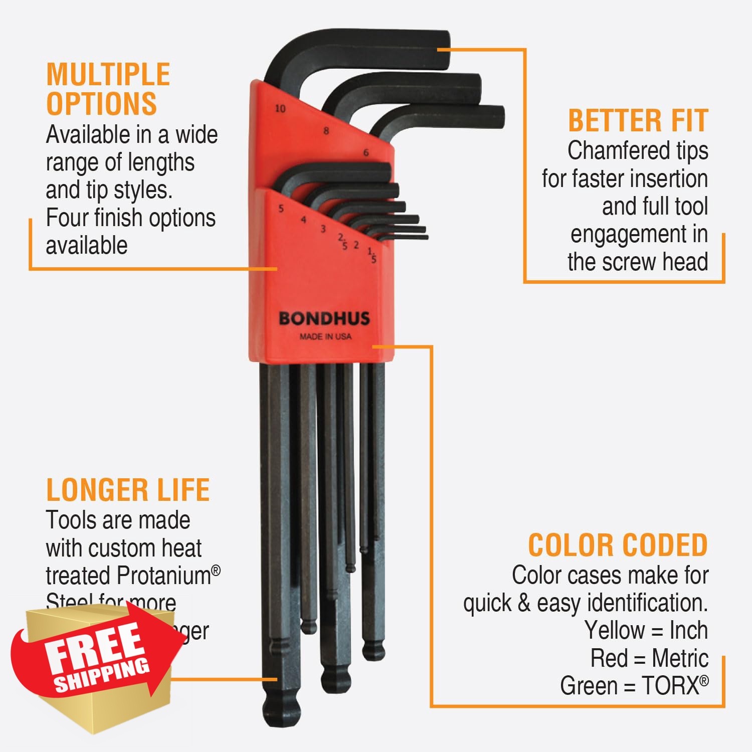 Bondhus L-Wrenches 1.5-10mm Set 9pc