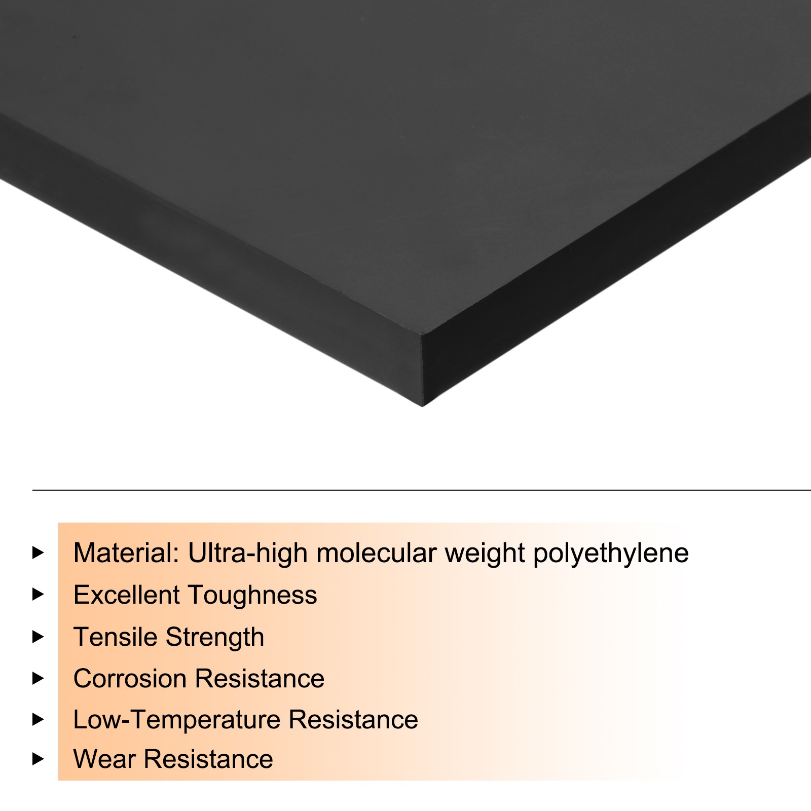 UHMW Ultra High Molecular Weight Polyethylene Sheet, 1/2″ Thick 12″x24” Black