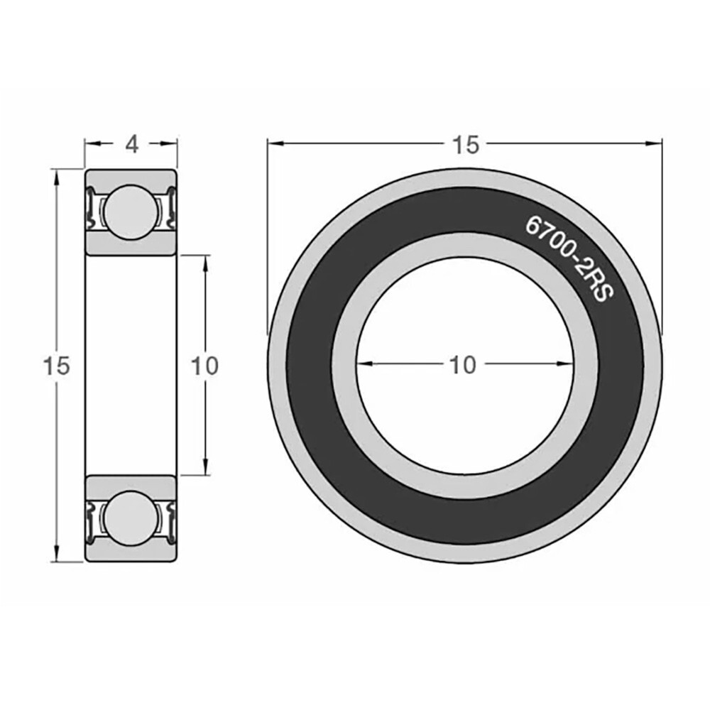 6700-2RS Sealed Ball Bearings (10x15x4mm) – 4 pack – Chrome Steel – ABEC-3