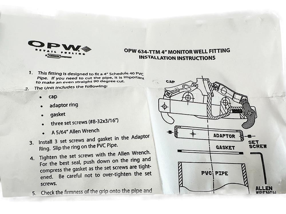 OPW 634TTM-7087 4″ Cap – Monitoring Well / Pipe NEW FREE FAST SHIP