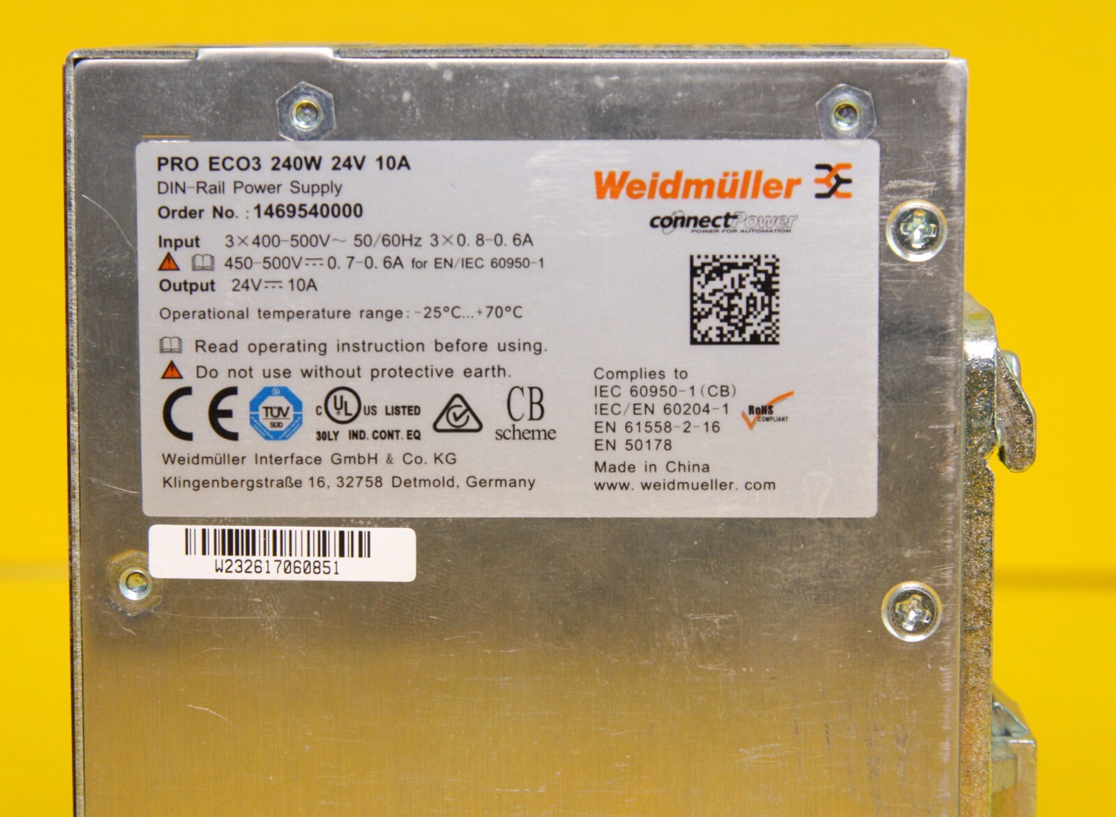 Weidmuller PRO EC03 Power Supply 240W 24V 10A – 1469540000 (NO BOX)
