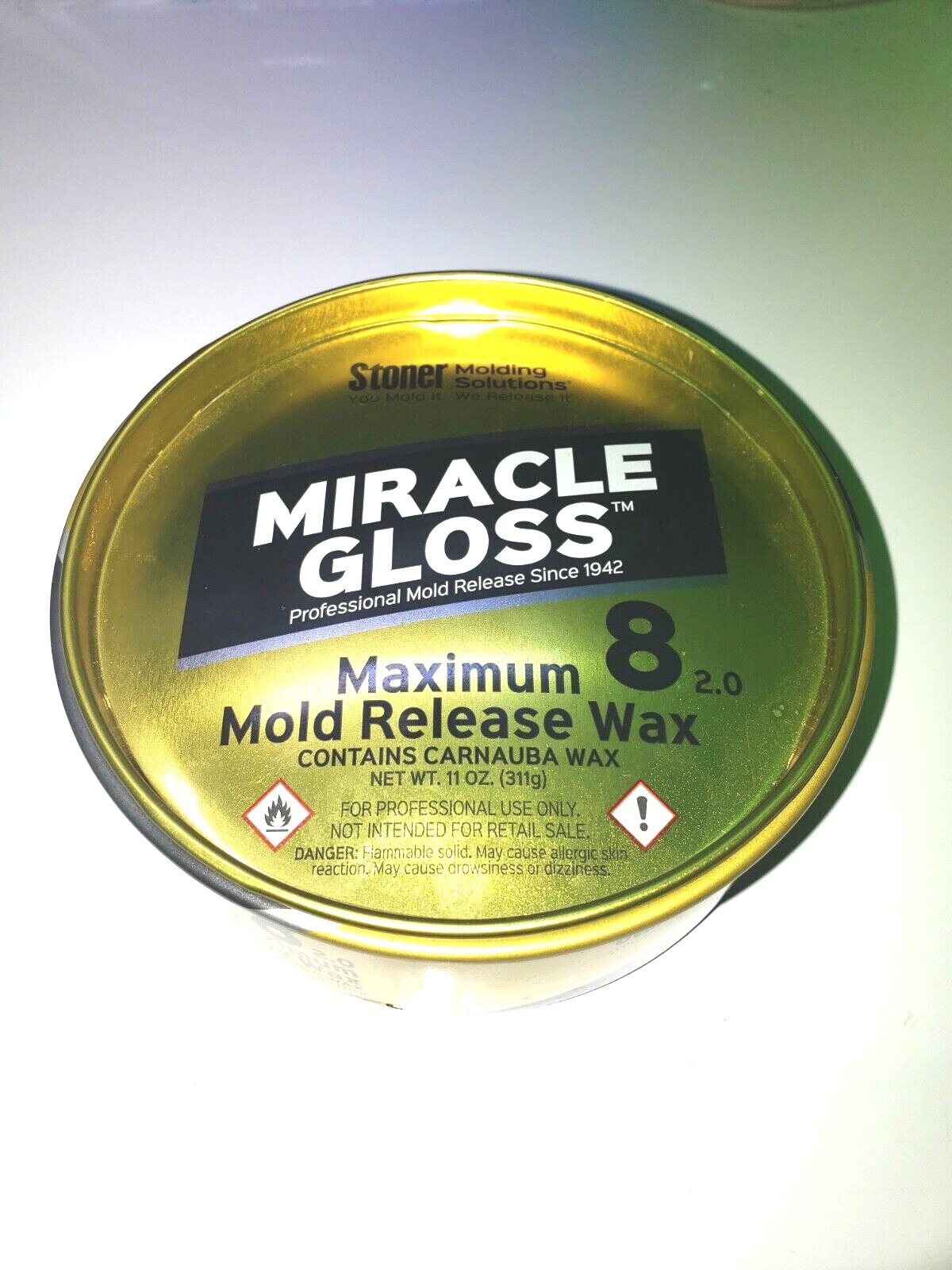 STONER WAX, FORMERLY MEGUIAR’S MIRROR GLAZE MAXIMUM 8 MOLD RELEASE WAX 11 oz.