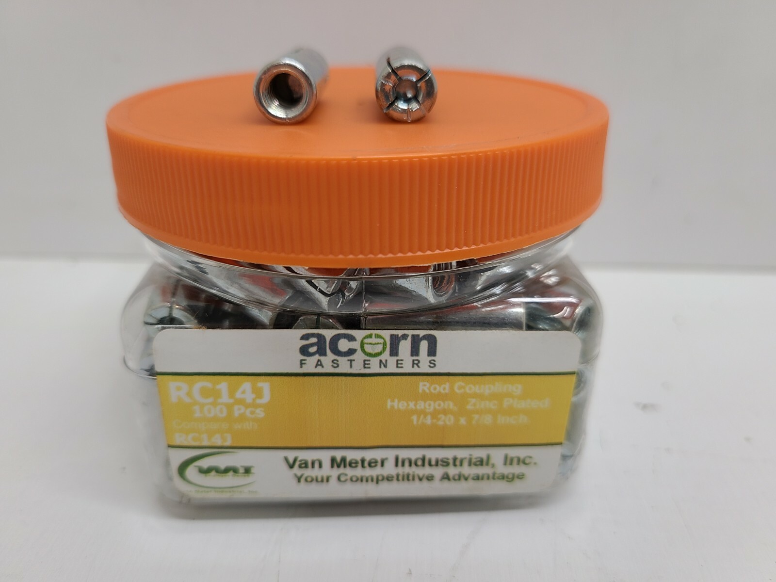 LOT OF (100) NEW OLD STOCK! ACORN HEXAGON FASTENER 1/4-20X7/8 ROD COUPLING RC14J