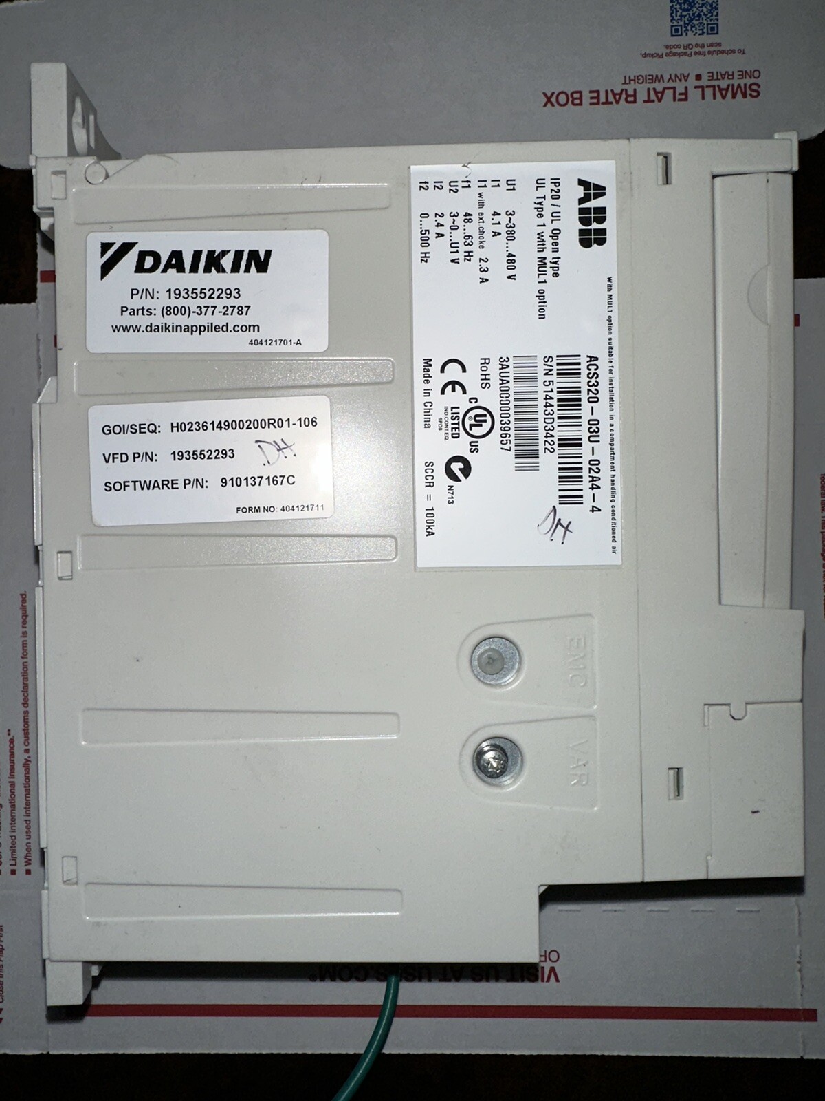 ABB ACS320-03U-02A4-4 DAIKIN VFD INVERTER DRIVE