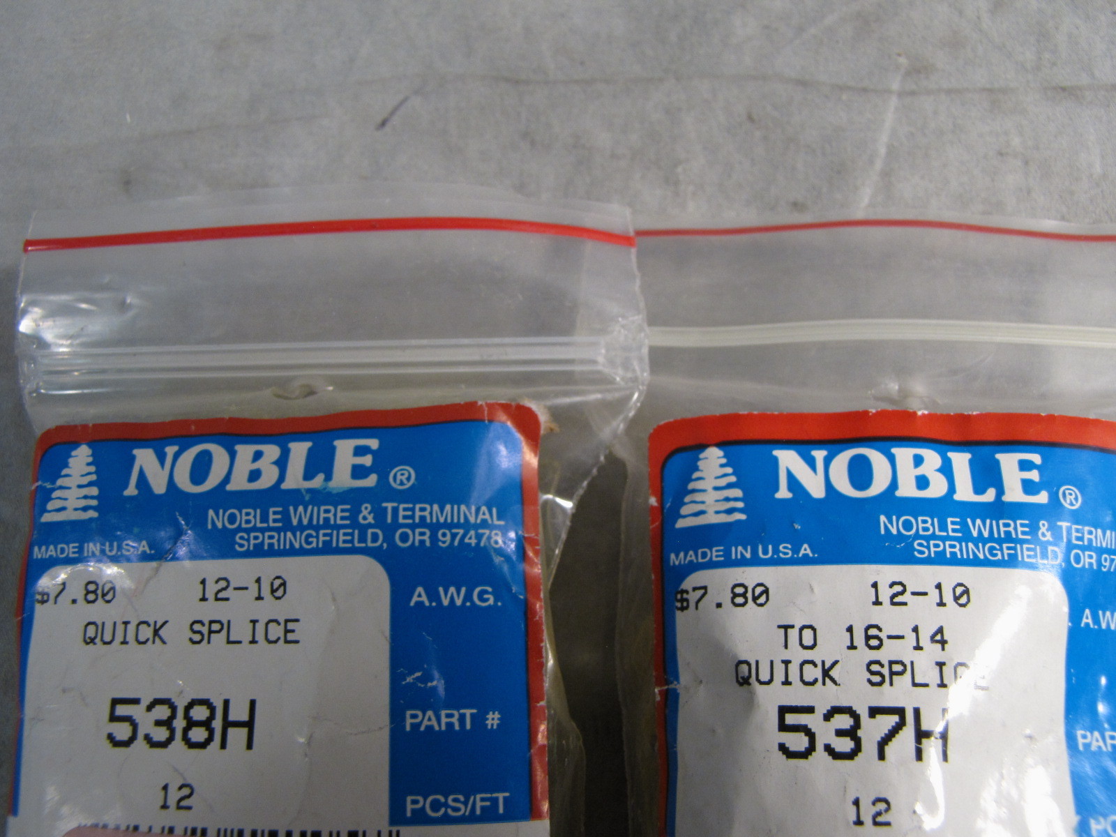 2pks Noble Quick Splice 537H 12-10 to 16-14 AWG 538H 12-10 AWG NEW