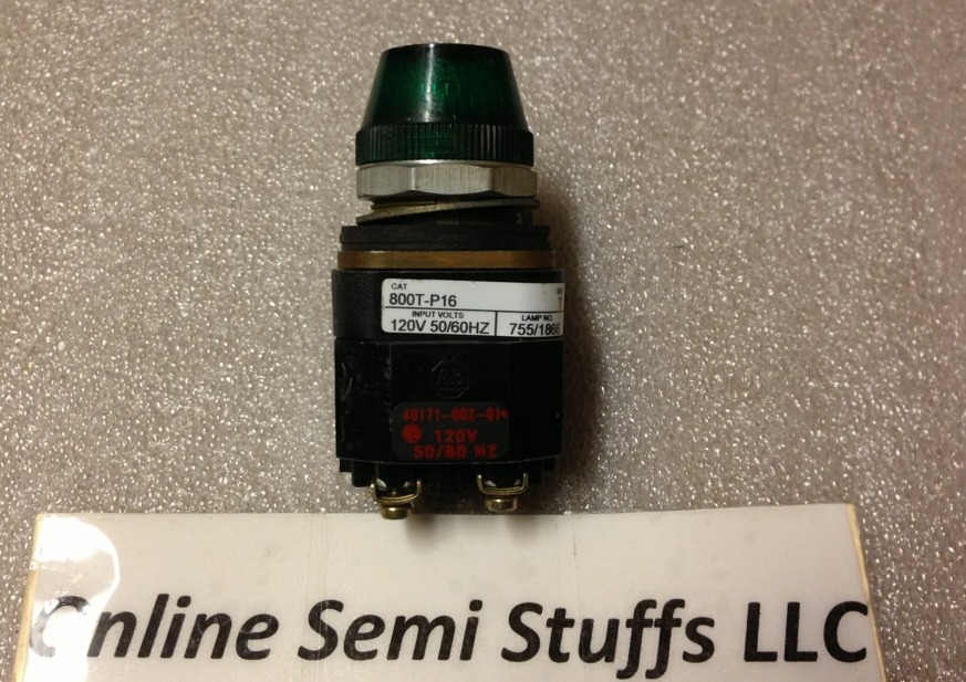 ALLEN BRADLEY 800T-P16, 800TP16, GREEN PILOT LIGHT 120V, LOT OF 10, SHIPSAMEDAY