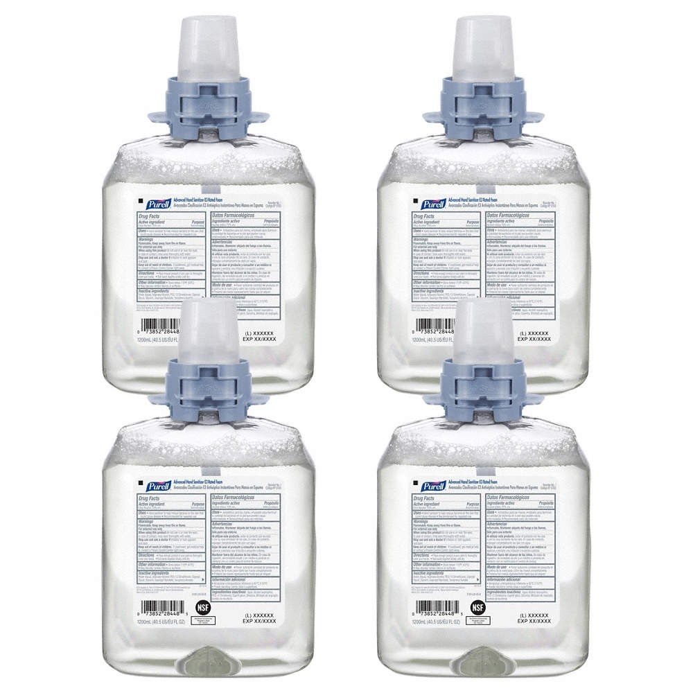 PURELL 5193-04 Hand Sanitizer,1,200mL,FragranceFree,PK4 56JM49