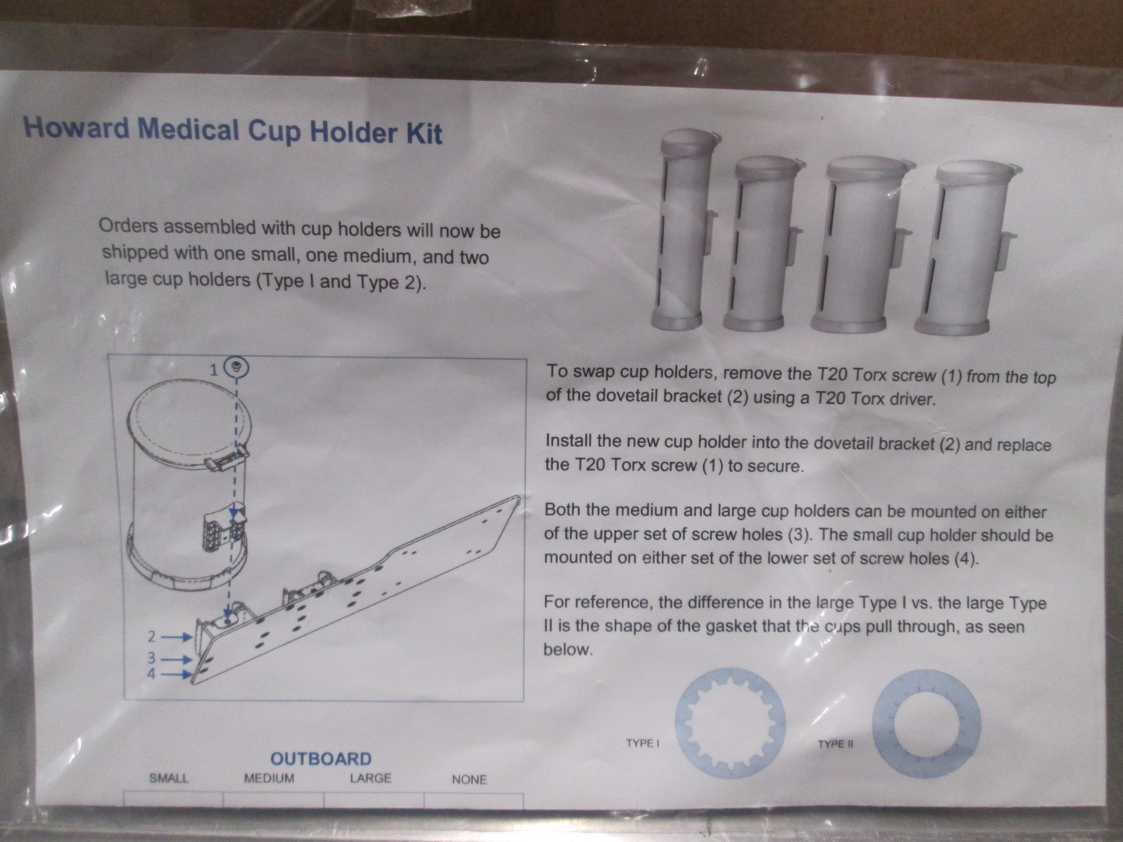 Howard, Medical Cup Holder Kit, Cup Dispenser, Large II and Medium,New, Lot of 4