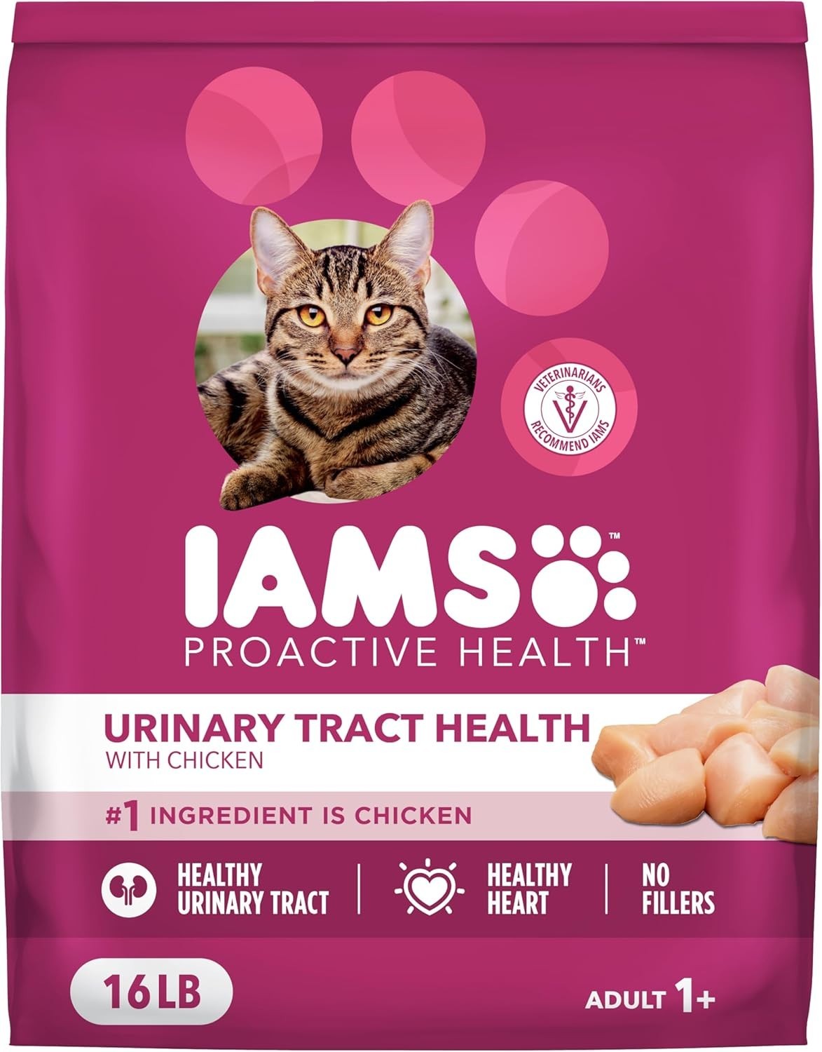 2 Pack, IAMS Proactive Health Adult Dry Cat Food – Urinary Tract Health, 16 LB