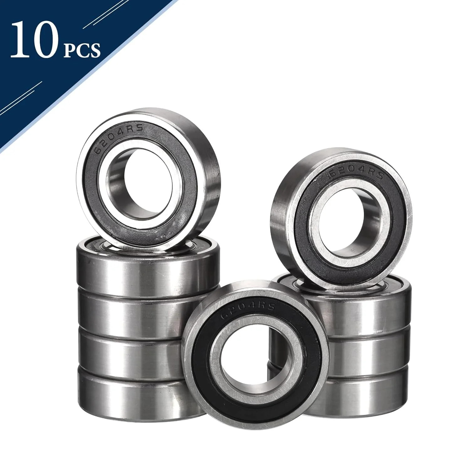 6204-2RS Deep Groove Ball Bearings, ID 20mm x OD 47mm x Width 14mm Double Rubber
