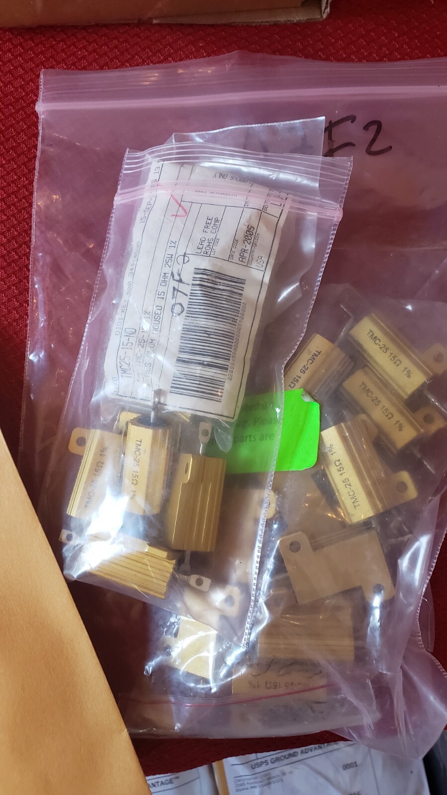 NEW LOT of 2 Vishay 15 Ohms ±1% 25W Wirewound Chassis Mount Resistor # TMC25-15