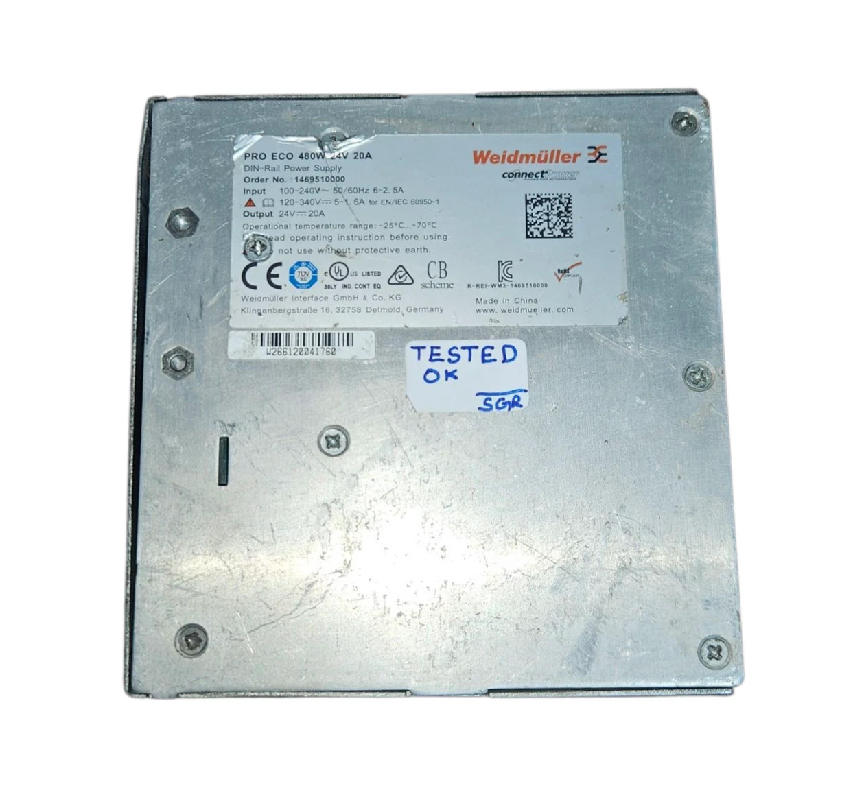 WEIDMULLER CONNECT POWER PROeco 1469510000 PRO ECO 480W 24V 20A POWER SUPPLY